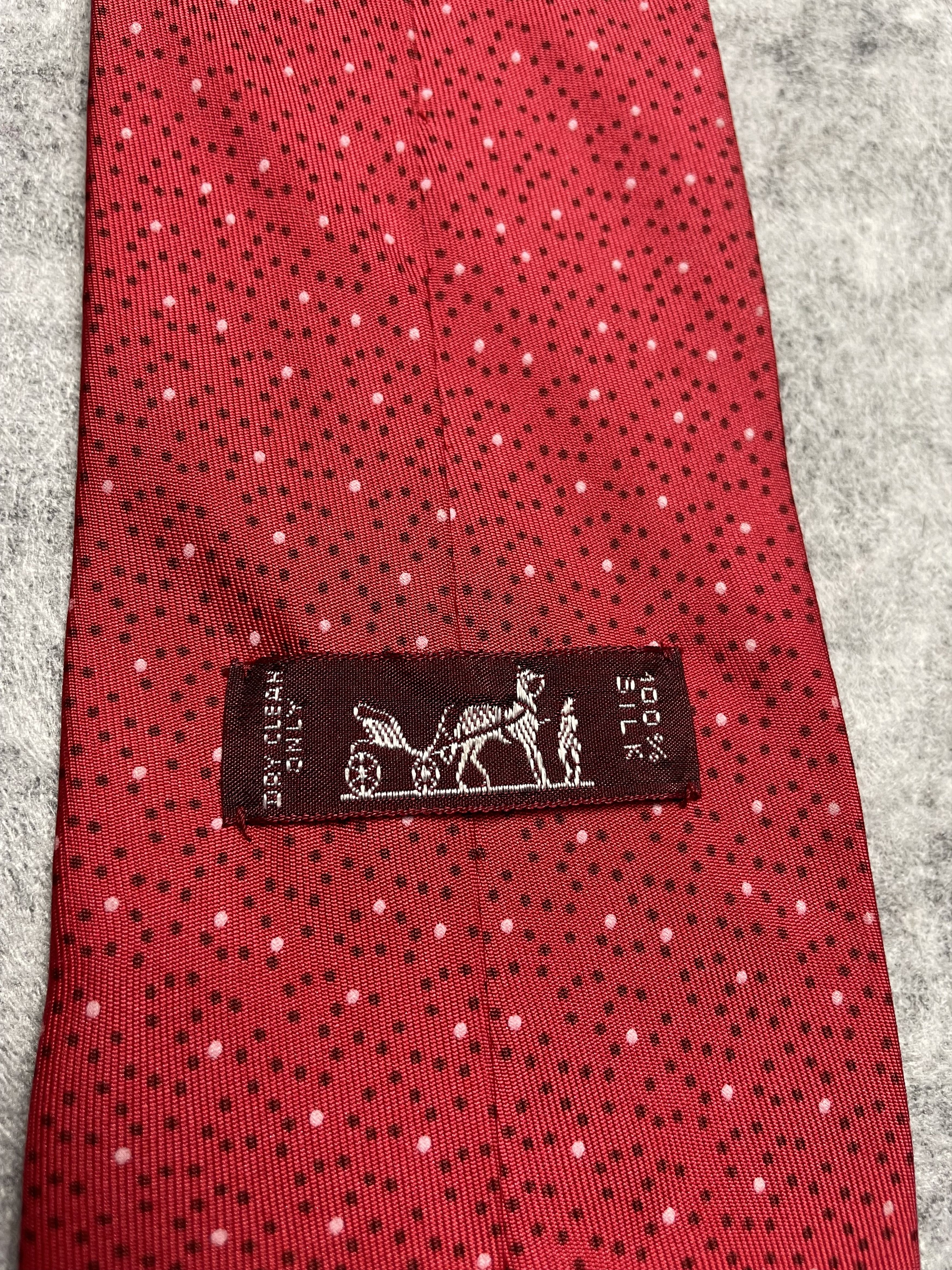 Hermes HERMES Paris 7902 MA Polka Dot Pattern Red Silk Tie Size ONE SIZE - 6 Thumbnail