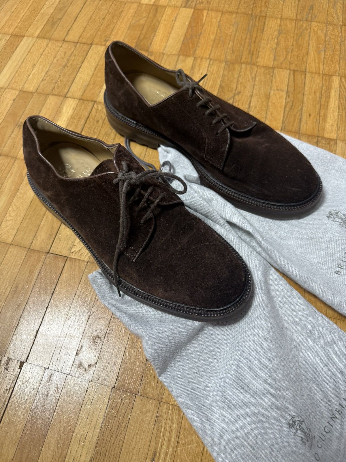 Brunello Cucinelli Brunello Cucinelli Brown Suede Derby Shoes EU 42 US 9 Size US 9 / EU 42 - 3 Thumbnail
