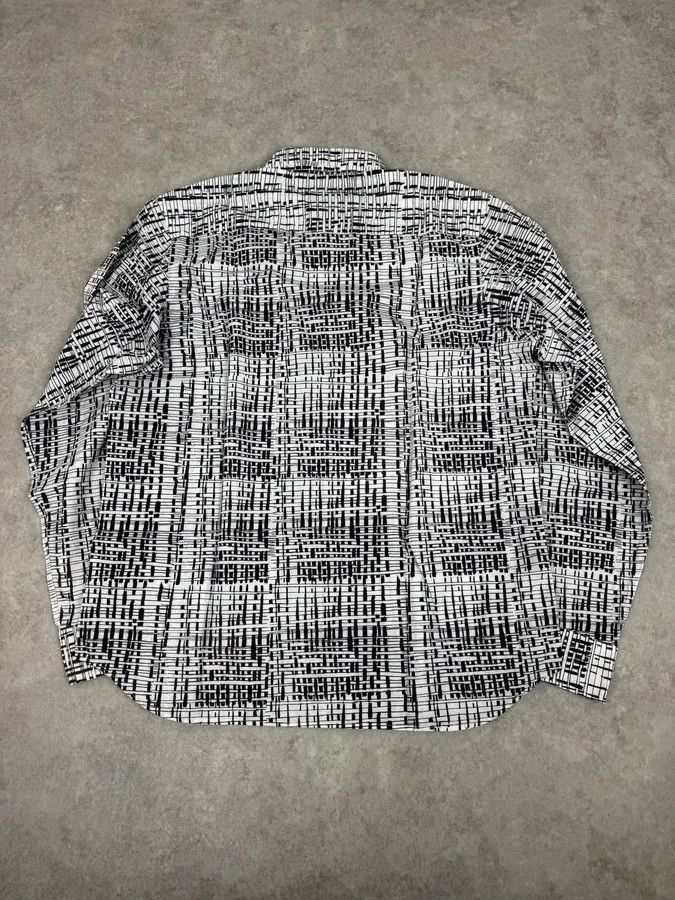 agnes b. Agnès B Trompe L’oeil Script Abstract Black & White Shirt Size US M / EU 48-50 / 2 - 4 Thumbnail