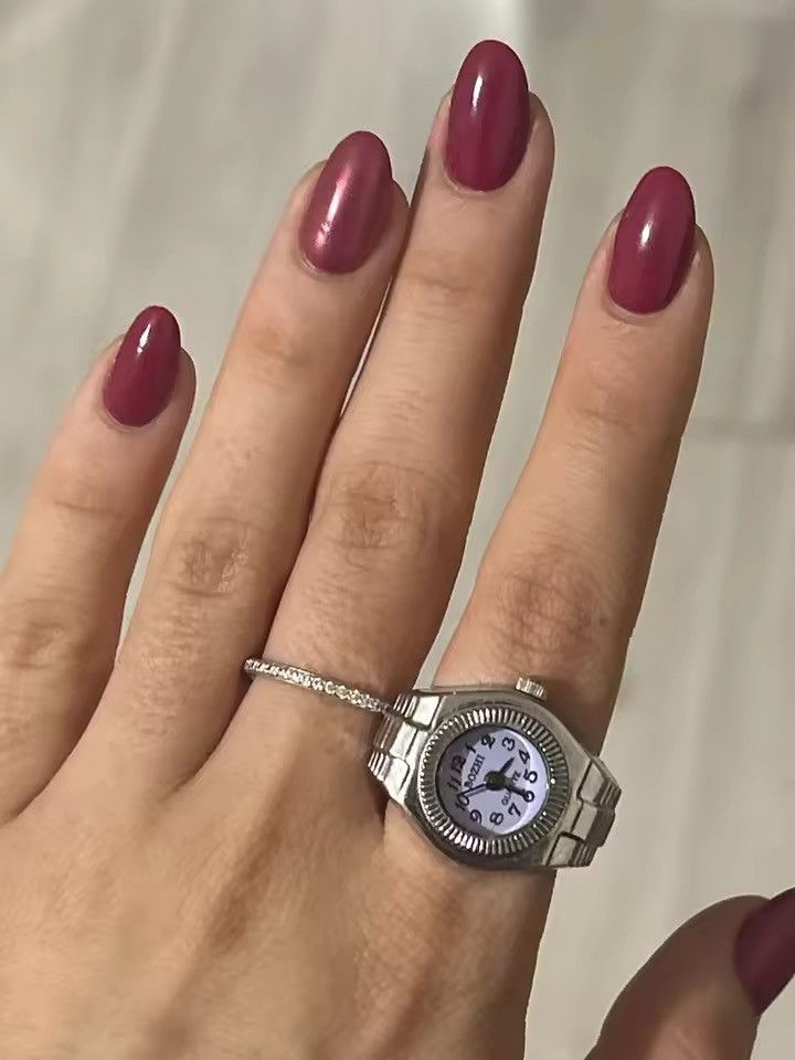 Jewelry Y2K 2000s Vintage Retro Silver Tone Watch Ring Round Face Size ONE SIZE - 2 Thumbnail