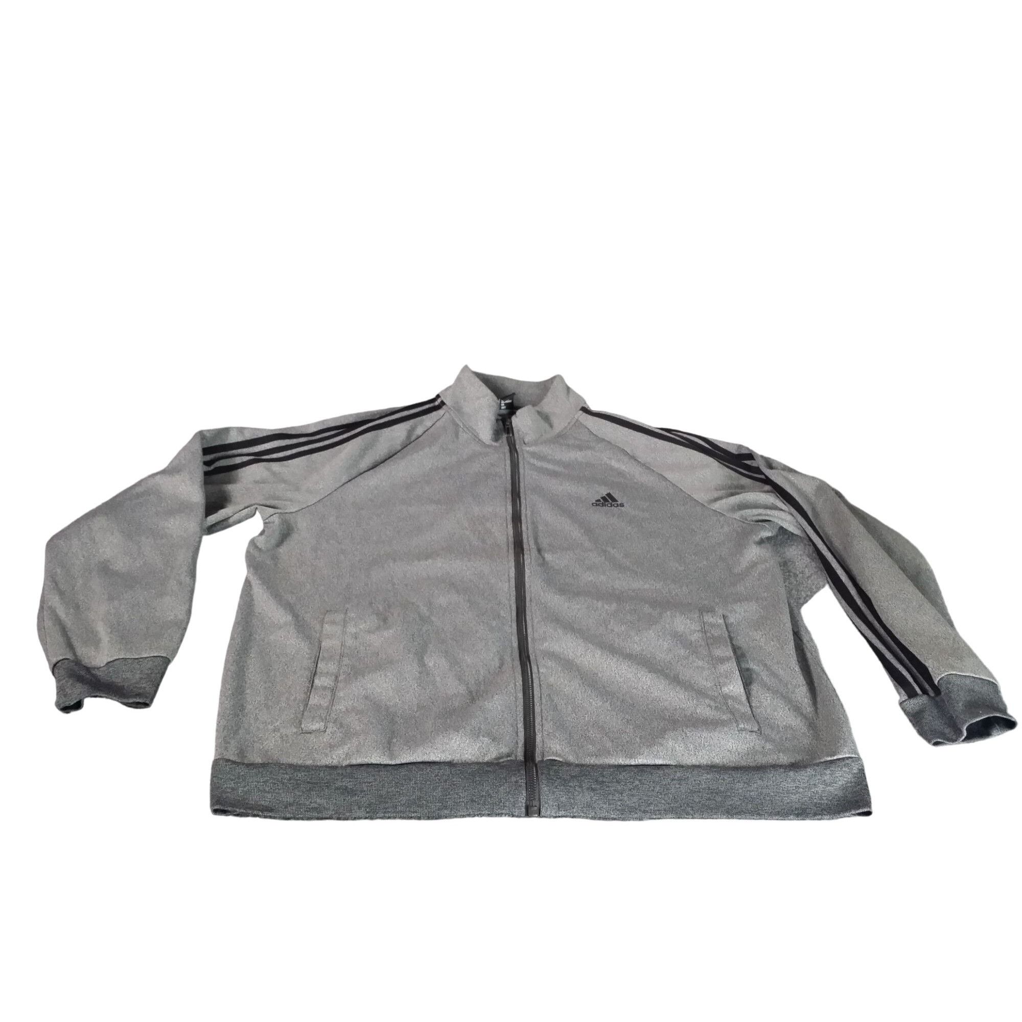 Adidas Adidas 3 Stripe Full Zip Tricot Tracktop Men Sz M Gray Black Size US M / EU 48-50 / 2 - 1 Thumbnail