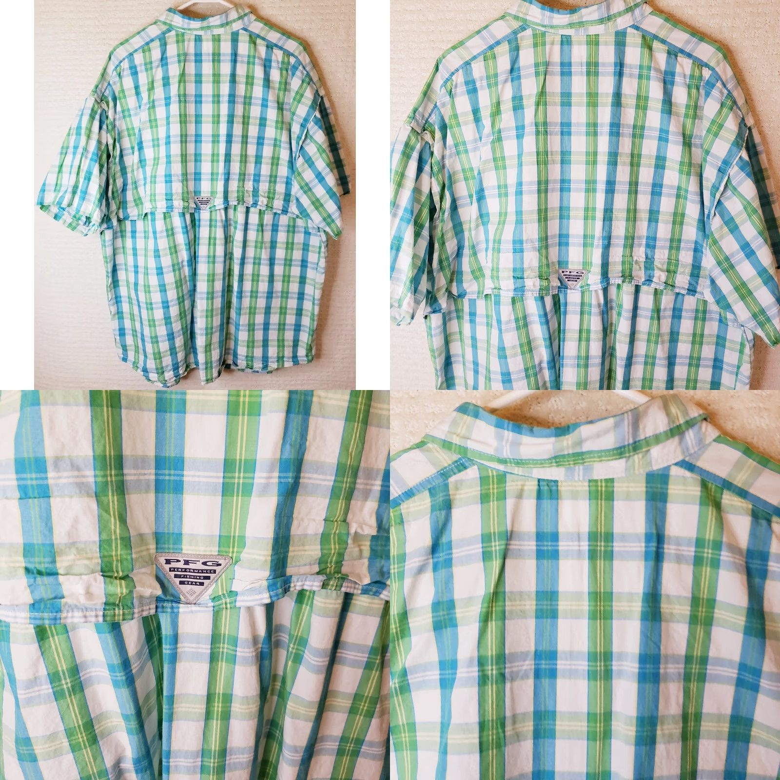 Vintage Columbia PFG Super Bonehead Fishing Shirt XXL Blue Green Plaid Short Sleeve Button-Up Mens 2XL Size US XXL / EU 58 / 5 - 8 Thumbnail