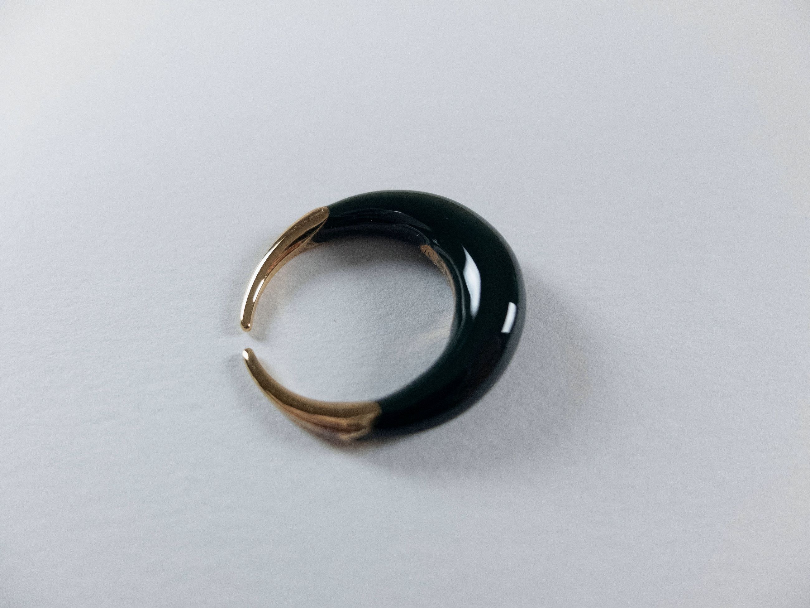 Bottega Veneta BOTTEGA VENETA Spine dark green sculptural silver ring 8 17 Size ONE SIZE - 6 Thumbnail