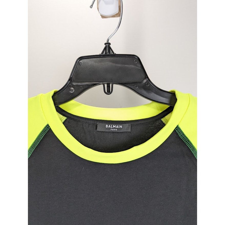 Balmain o1rshd1 Q:2 / " On Air " T-Shirt in Black/Lime Size US M / EU 48-50 / 2 - 3 Thumbnail