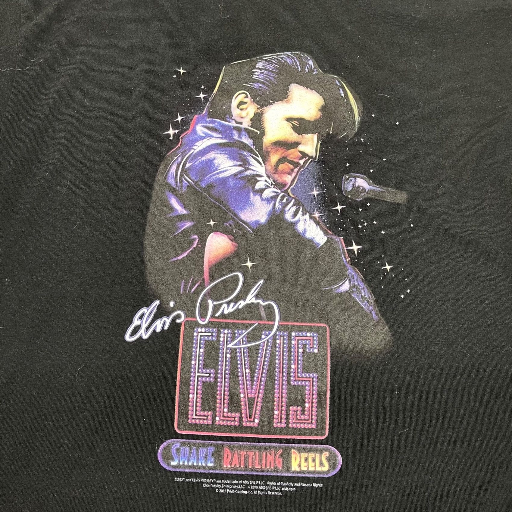 Gildan VINTAGE Elvis Presley Gildan Shirt Mens Large Black Shake Rattling Reels Tee T-Shirt Size US L / EU 52-54 / 3 - 2 Thumbnail