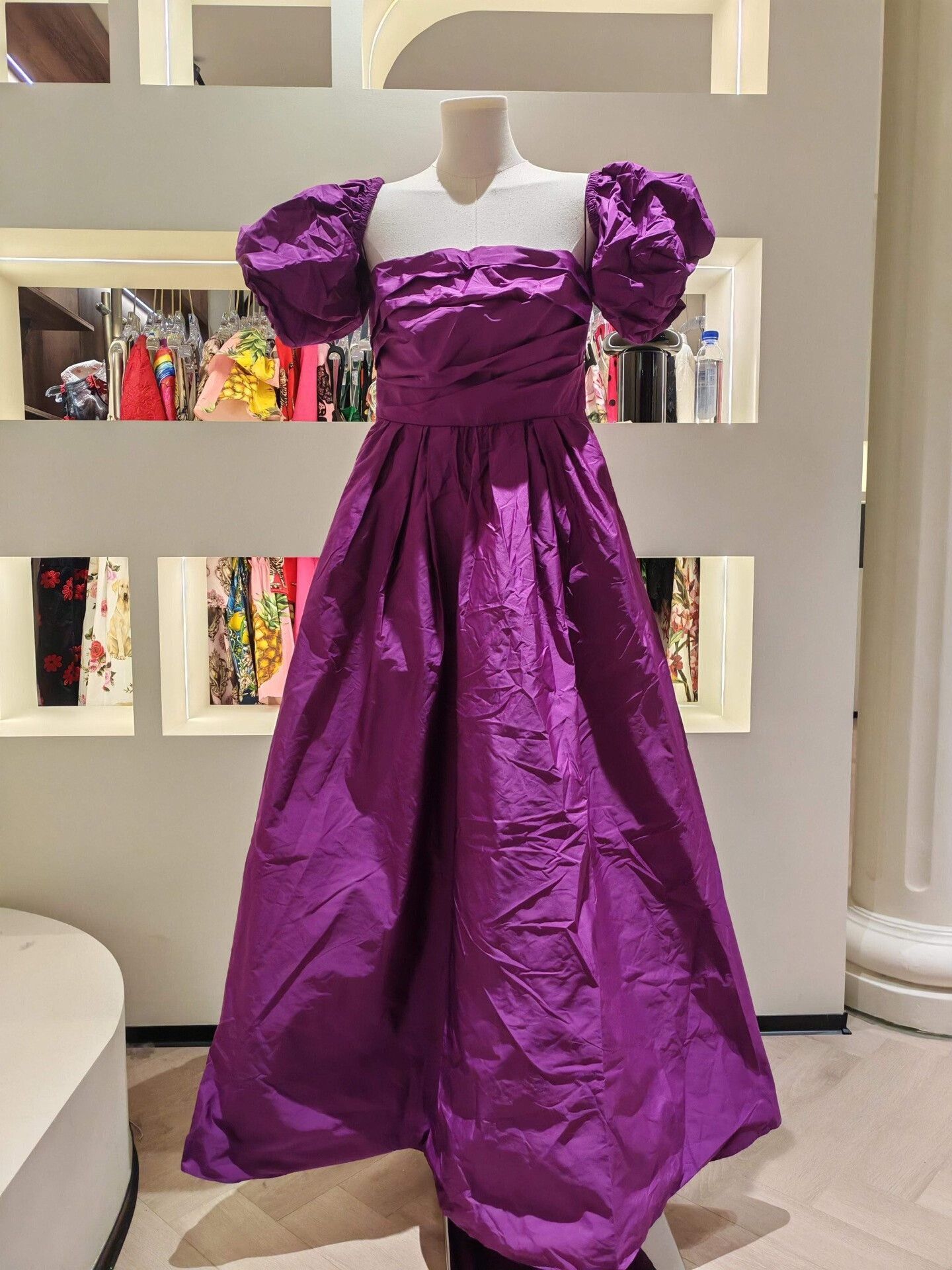 Max Mara MaxMara Studio Purple Taffeta Puff Sleeve Dress Size XXS / US 00 / IT 34 - 1 Thumbnail