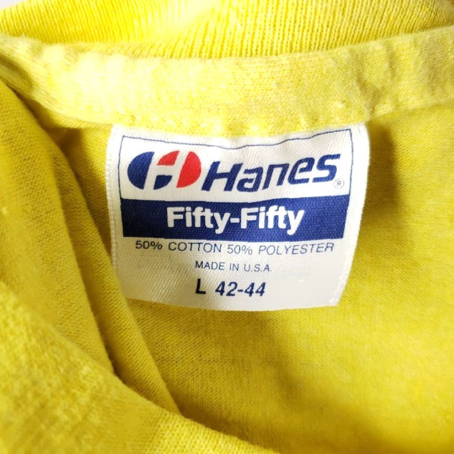Hanes VINTAGE Genoa Volunteer Fire Department T Shirt Mens Large Made In USA 80s Hanes Firefighter Graphic Tee Yellow Size US L / EU 52-54 / 3 - 6 Thumbnail