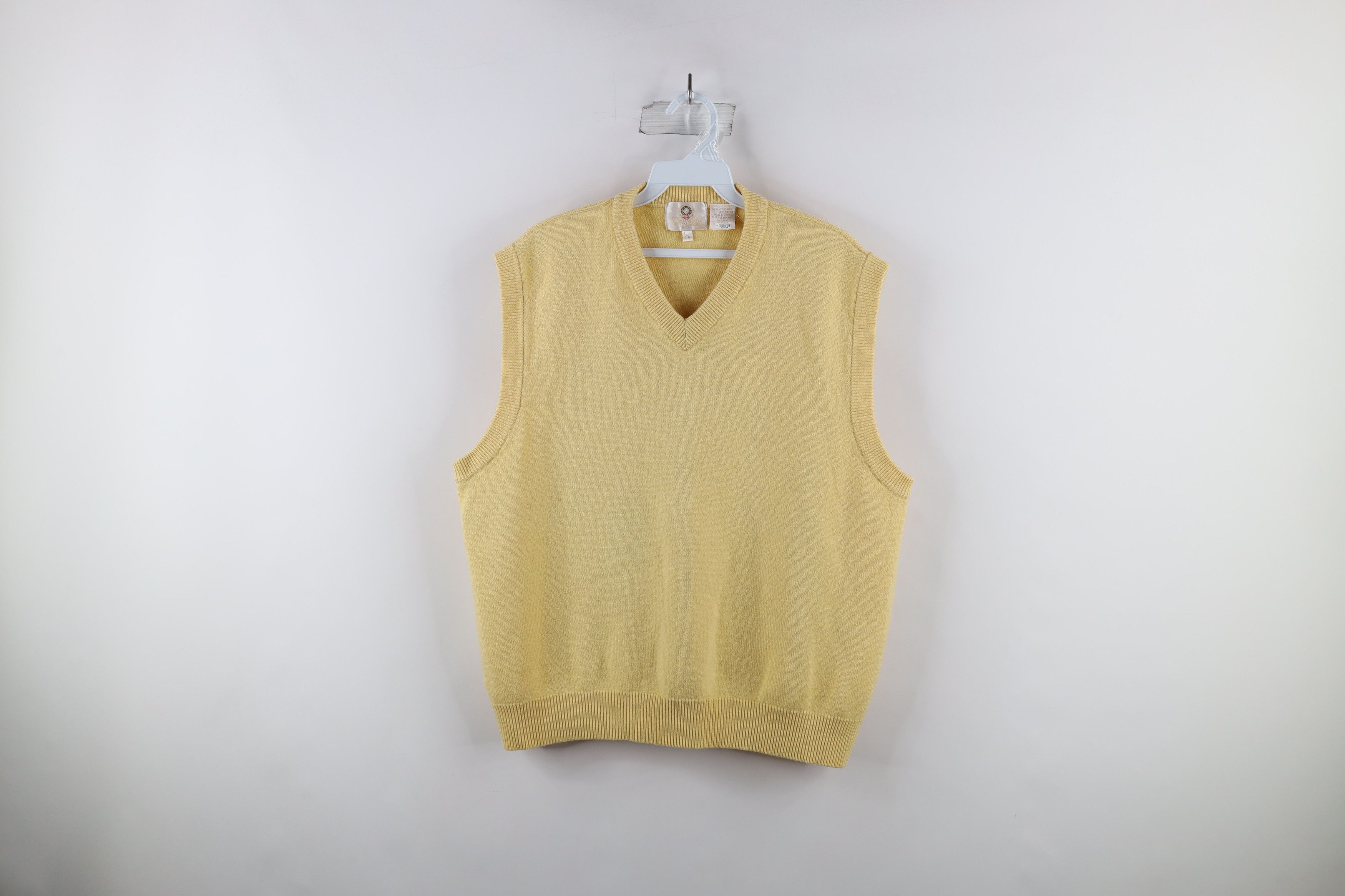 Vintage Vintage 90s Viyella Wool Knit V-Neck Sweater Vest Yellow Size US L / EU 52-54 / 3 - 1 Thumbnail