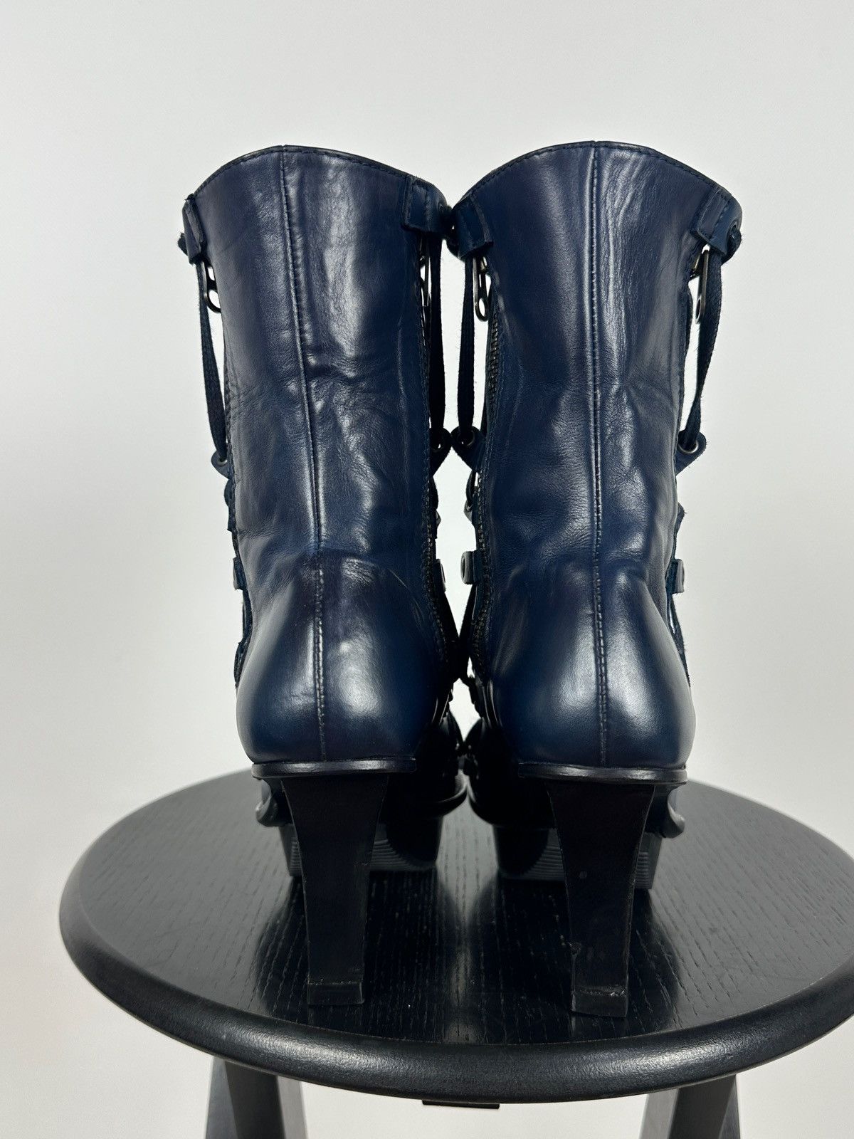 Marithe + Francois Girbaud Marithé + François Girbaud Navy Blue Leather Heeled Boots Size US 6 / IT 36 - 10 Thumbnail