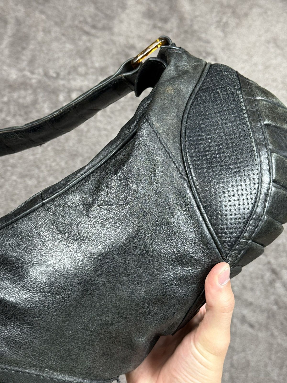 Diesel Vintage Diesel Black Leather Biker Shoulder Bag Size ONE SIZE - 8 Thumbnail