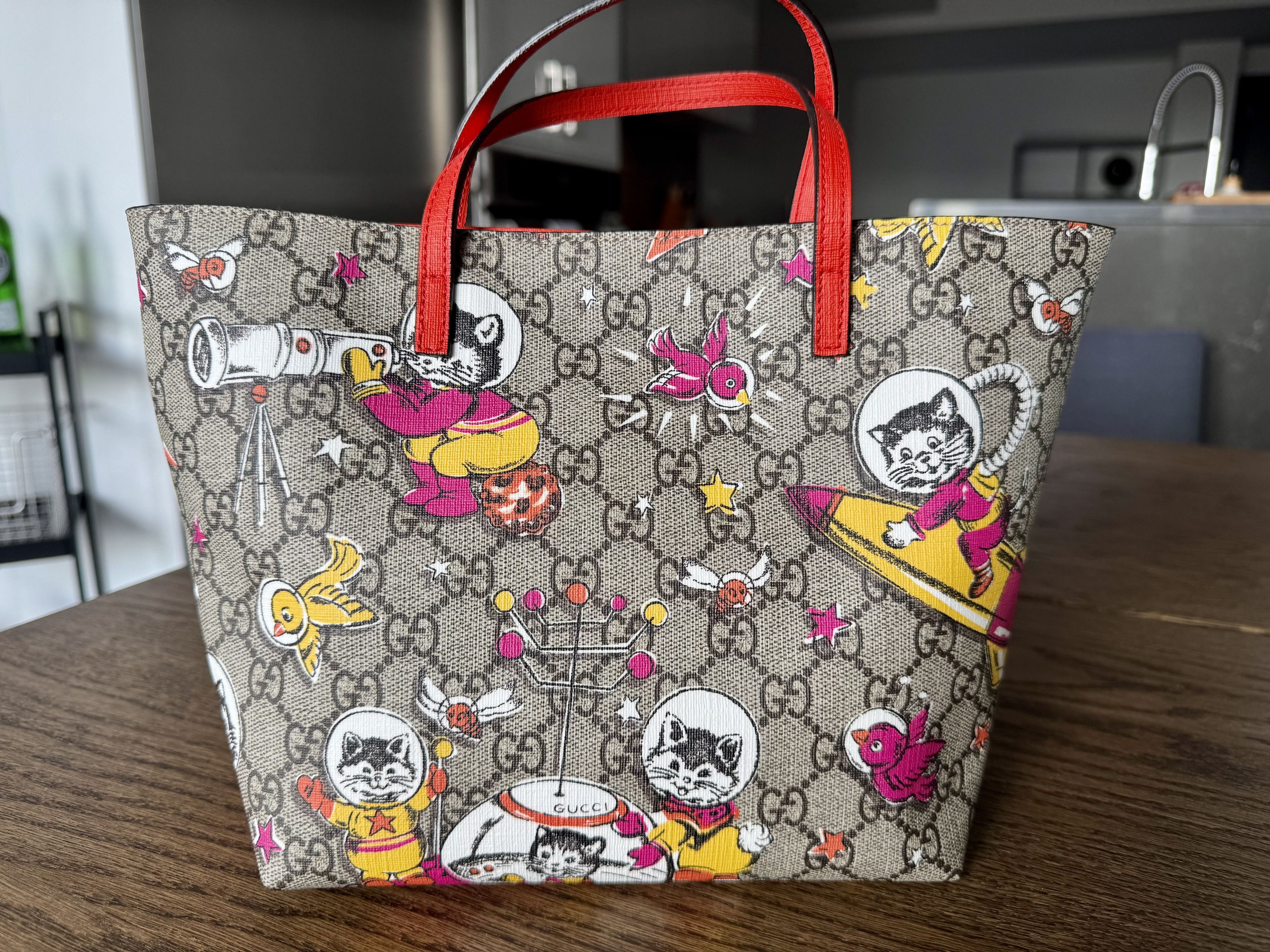 Gucci GG Supreme Monogram Space Cats Children's Tote Orange Size ONE SIZE - 2 Thumbnail