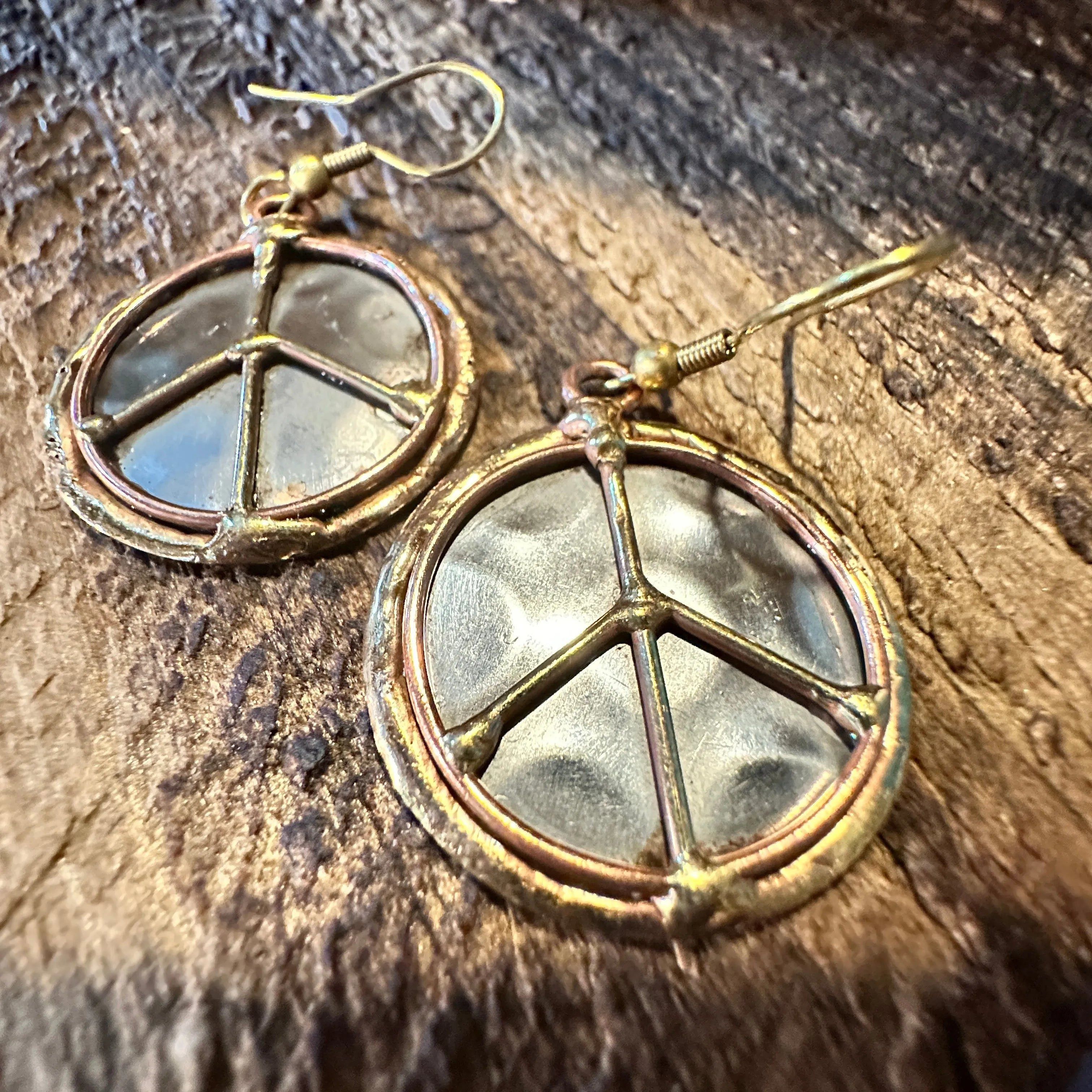 Other Handmade Artesian Hippie Silver & Copper Peace Sign Drop Wir Size ONE SIZE - 4 Thumbnail