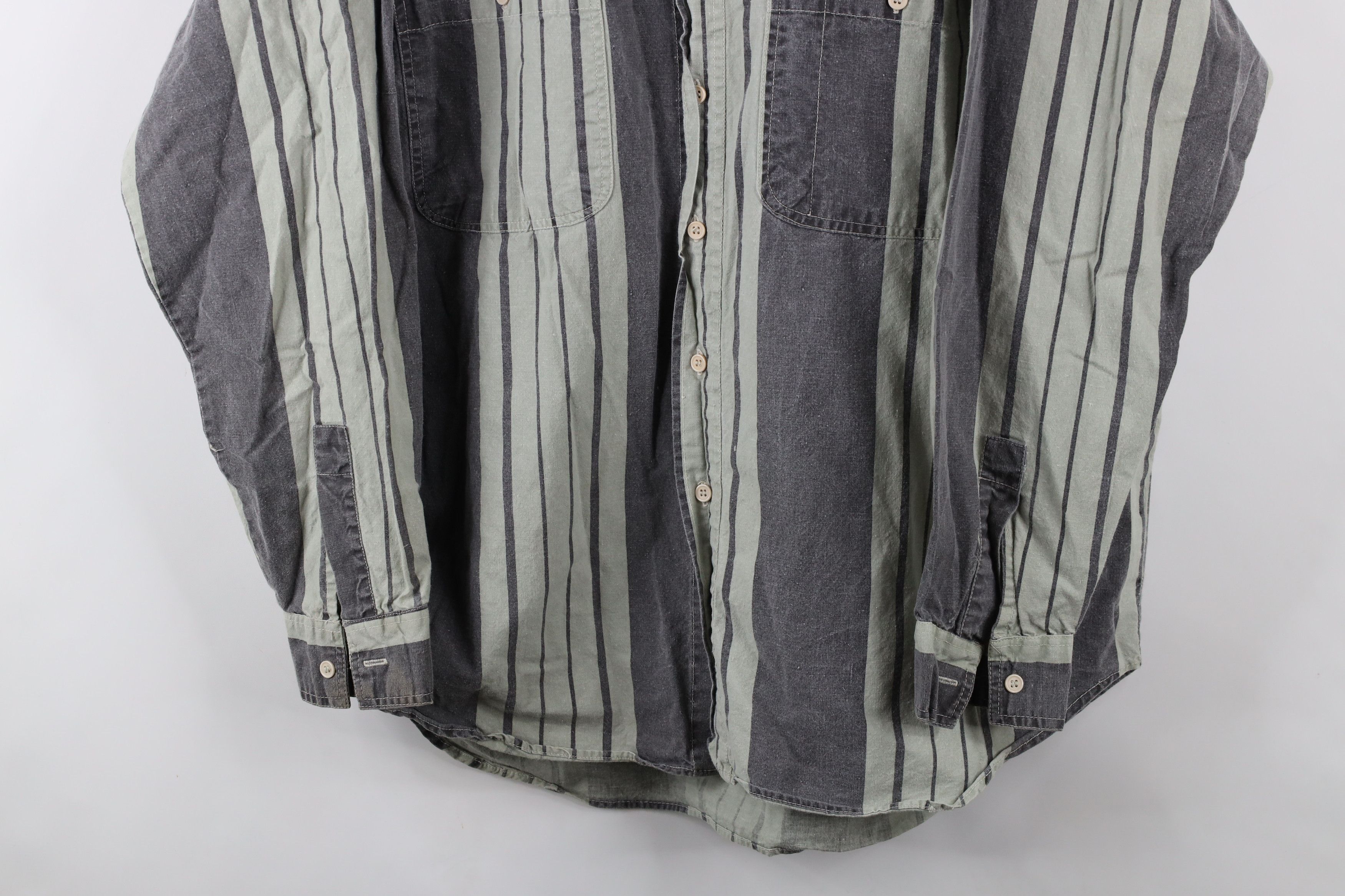 Vintage Vintage 90s Streetwear Stonewash Block Button Shirt Cotton Size US XL / EU 56 / 4 - 3 Thumbnail