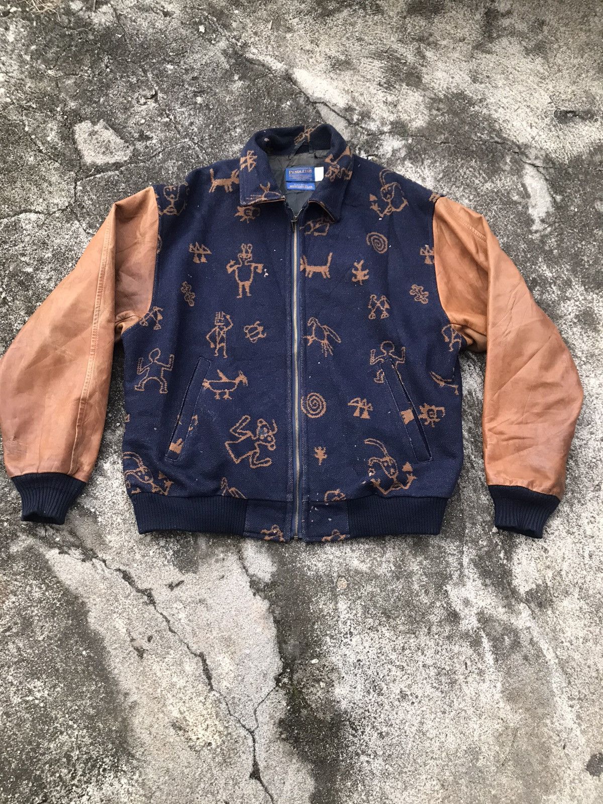 Pendleton × Vintage Pendleton Western Wear Wool Jacket Leather Sleeves Size US M / EU 48-50 / 2 - 1 Thumbnail