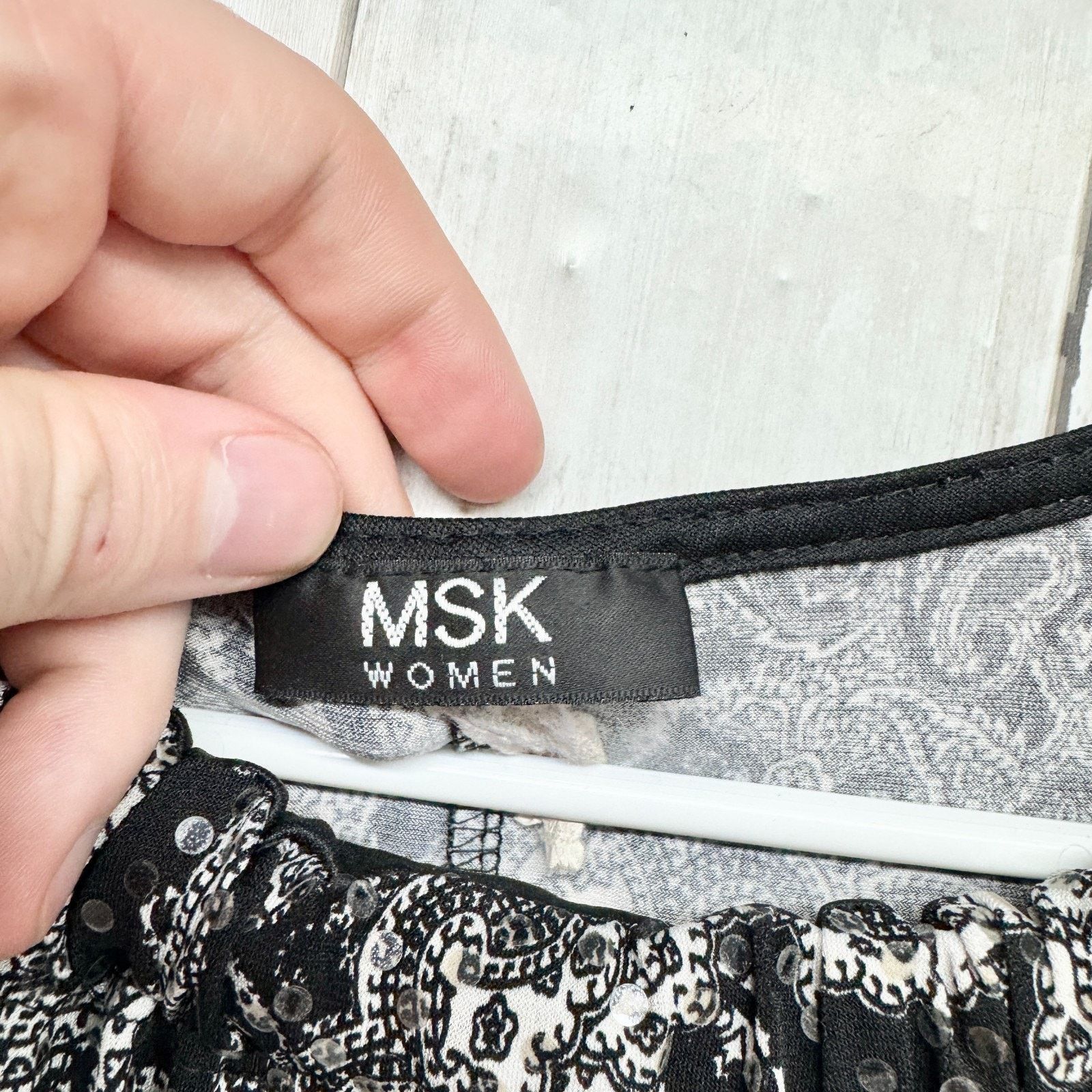 Other MSK Dress 27" Chest Black White Paisley Sleeveless Midi Size S / US 4 / IT 40 - 2 Thumbnail