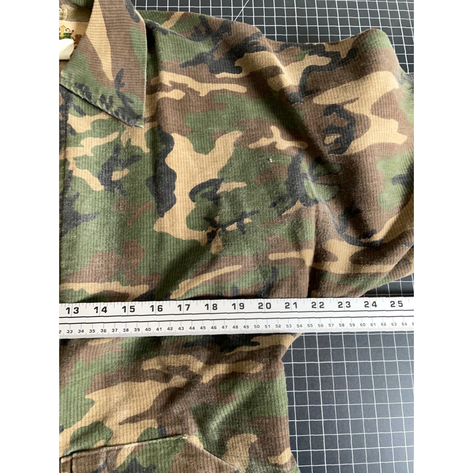 IDEA VINTAGE Ideal Camouflage Jacket Men's Large Green Cotton Blend USA Made Full Zip Unlined Military Style 80s 90s Retro Size US L / EU 52-54 / 3 - 6 Thumbnail