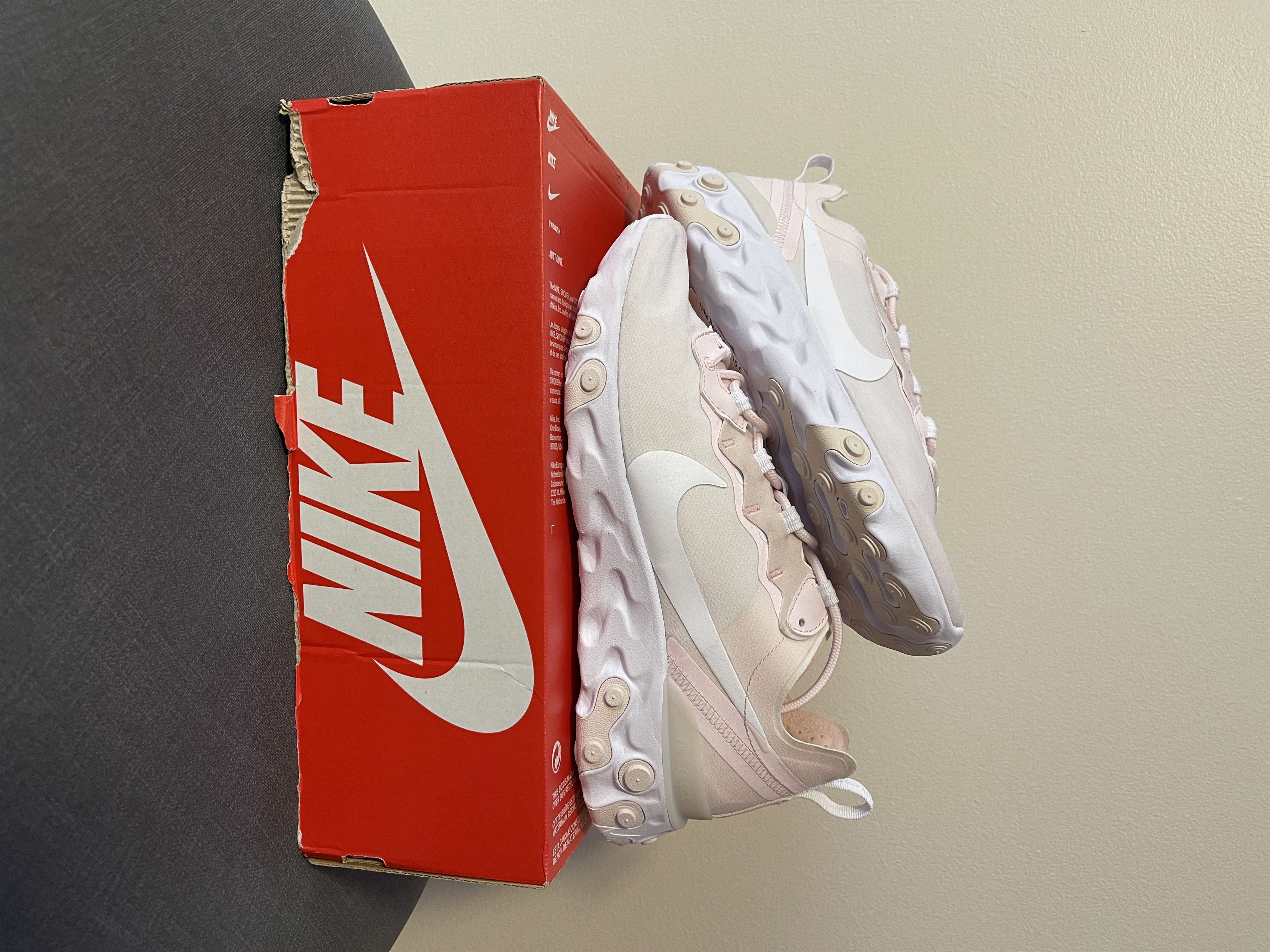 image of Nike React Element 55 Shoes in Pale Pink, Women's (Size 10.5)