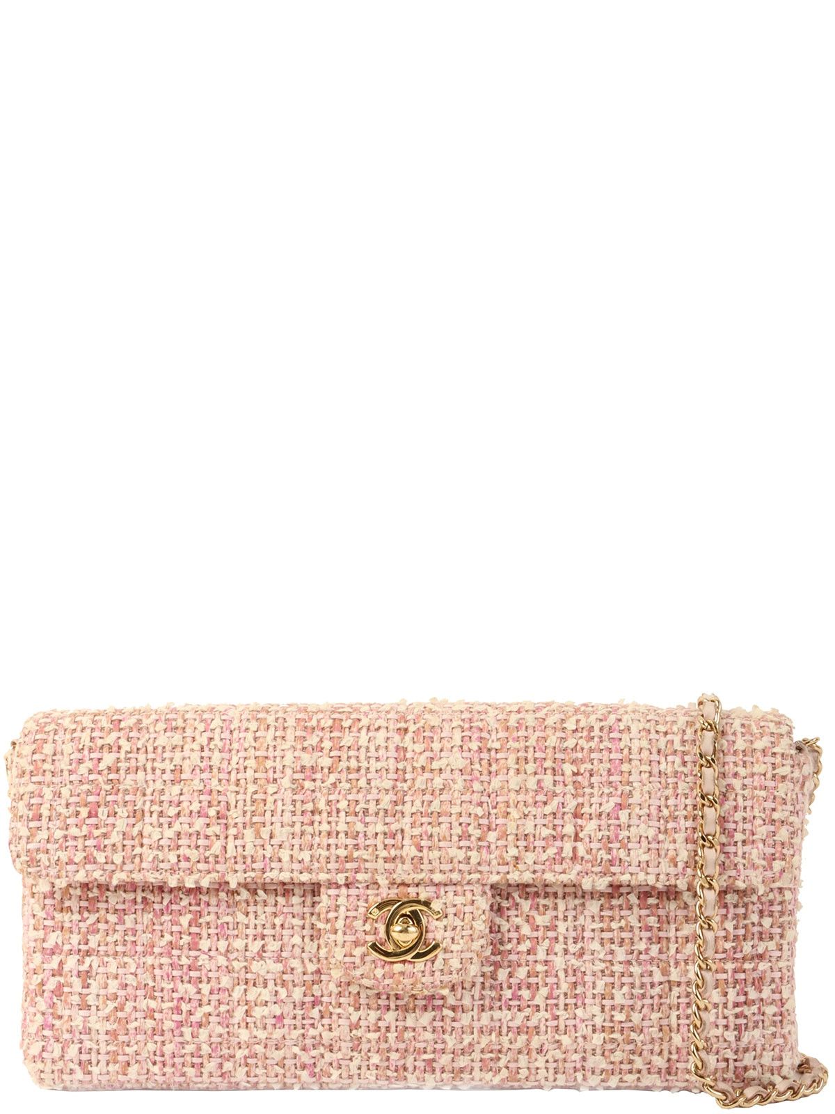 image of Chanel Around 2003 Made Tweed Classic Flap Chain Bag Pink/white/purple, Women's