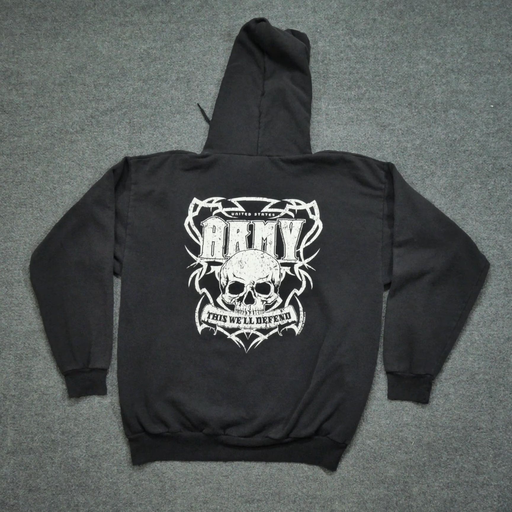 Hanes Vintage US Army Hoodie Adult Large Black Pullover Skull Y2K Size US L / EU 52-54 / 3 - 7 Thumbnail