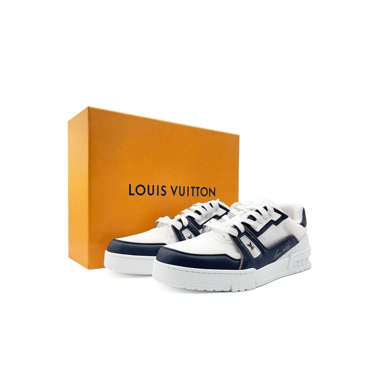 Louis Vuitton Louis Vuitton White & Marine Trainer Sneakers Size US 9 / IT 39 - 5 Thumbnail