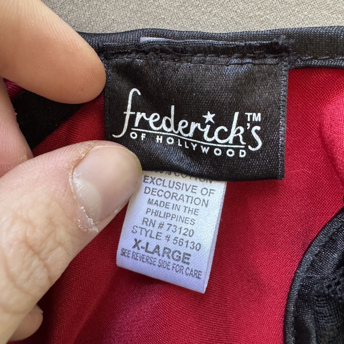 Other Y2K Era Fredericks Red Satin Lace Trim Corset Top Size XL / US 12-14 / IT 48-50 - 4 Thumbnail
