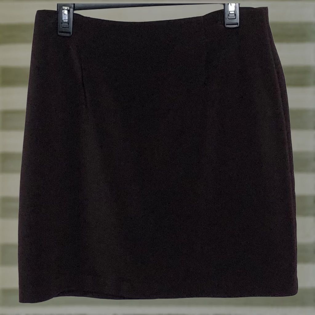 Vintage Briggs Straight Skirt 12 Brown 30"W Above Knee career preppy office Size 34" / US 12 / IT 48 - 1 Thumbnail
