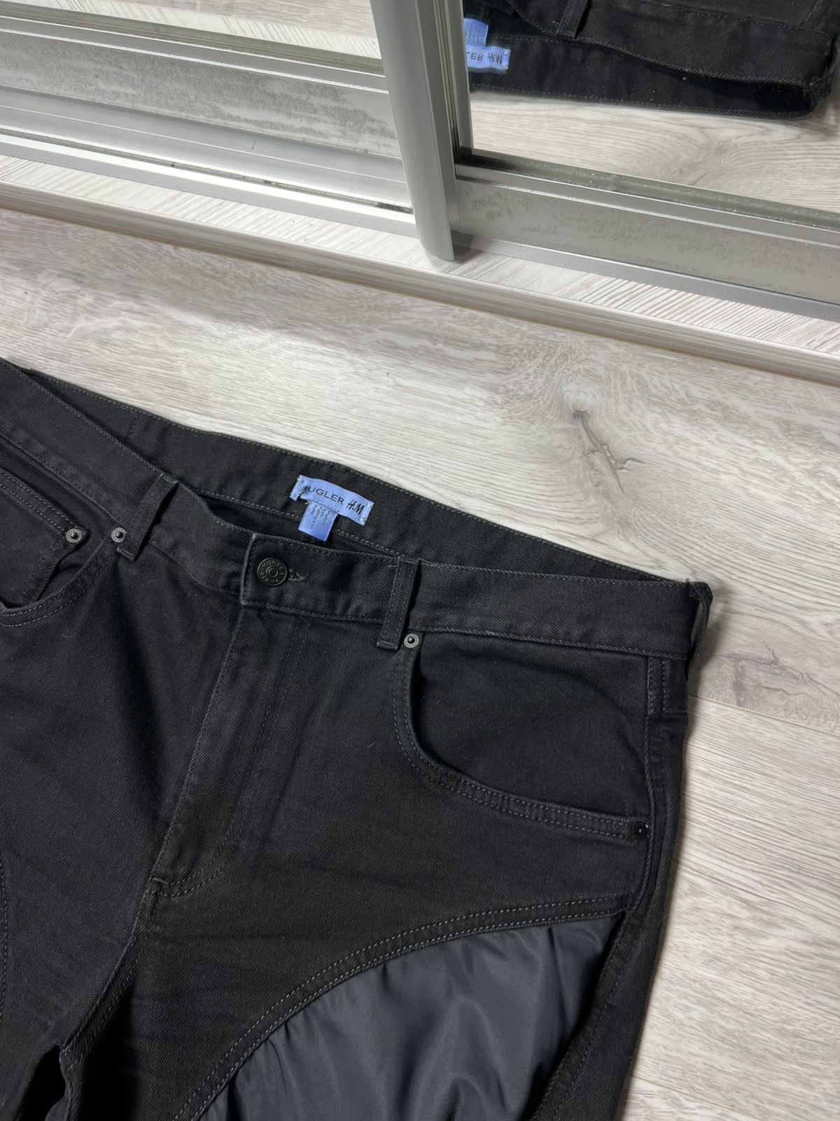 Mugler Thierry Mugler x H&M Spiral Panel Jeans Black Denim Pants HM Size US 36 / EU 52 - 5 Thumbnail
