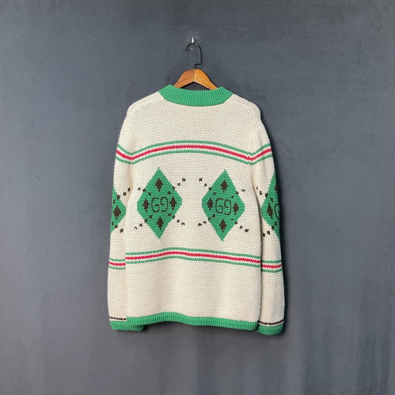 Gucci Gucci White and green new wooden buckle knitted jacket 2501 Size US M / EU 48-50 / 2 - 2 Thumbnail