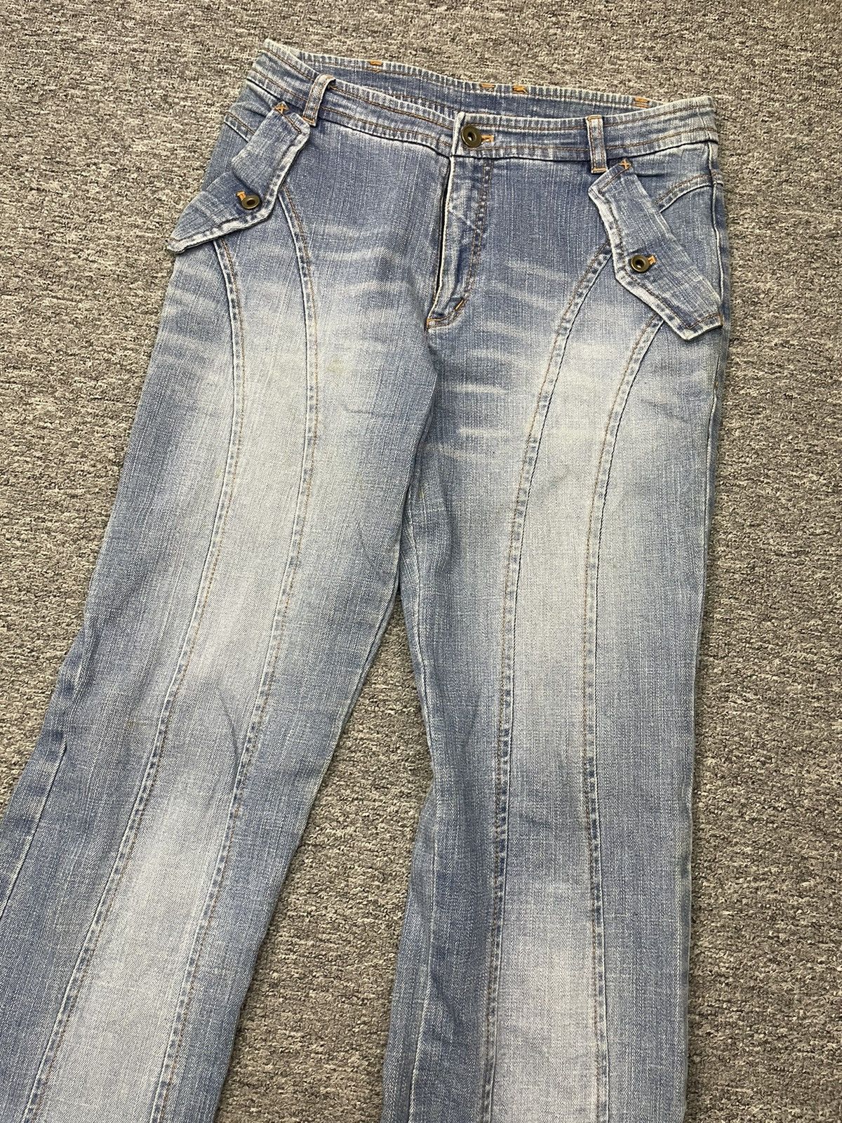 If Six Was Nine Vintage Una Parte Flared Jeans Patchwork Denim Size US 30 / EU 46 - 3 Thumbnail