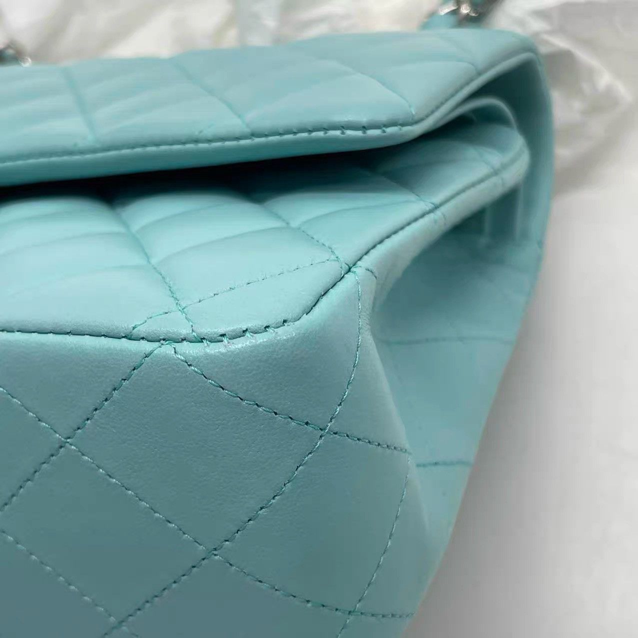 Chanel Chanel 19C Tiffany Blue lamb skin classic flap medium bag Size ONE SIZE - 10 Thumbnail