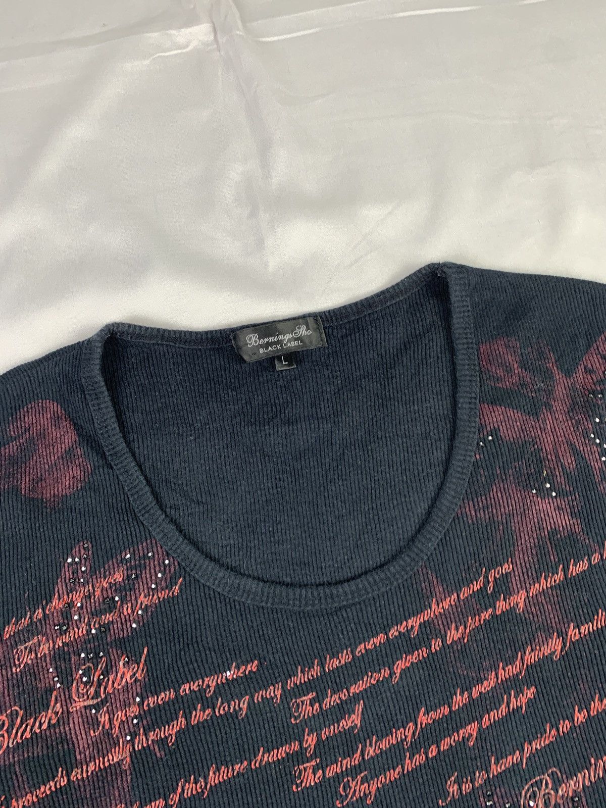 BERNINGS SHO 2000s Bernings Sho Japan Smokey Poem Letters Longsleeve Top Size L / US 10 / IT 46 - 9 Thumbnail