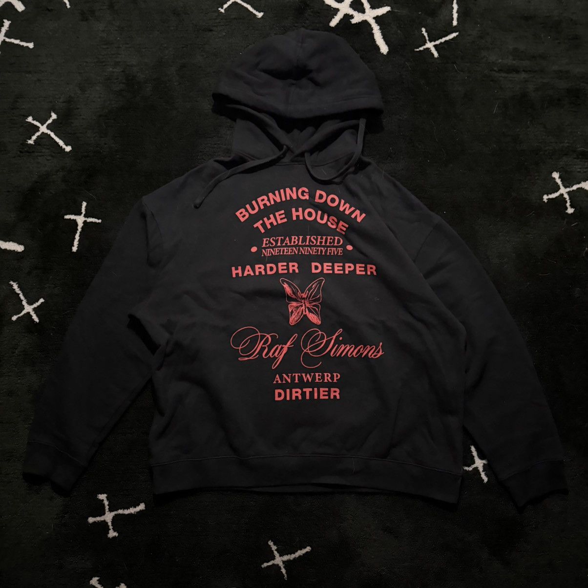 Pre-owned Raf Simons Aw19 - “burning Down The House” Hoodie In Black