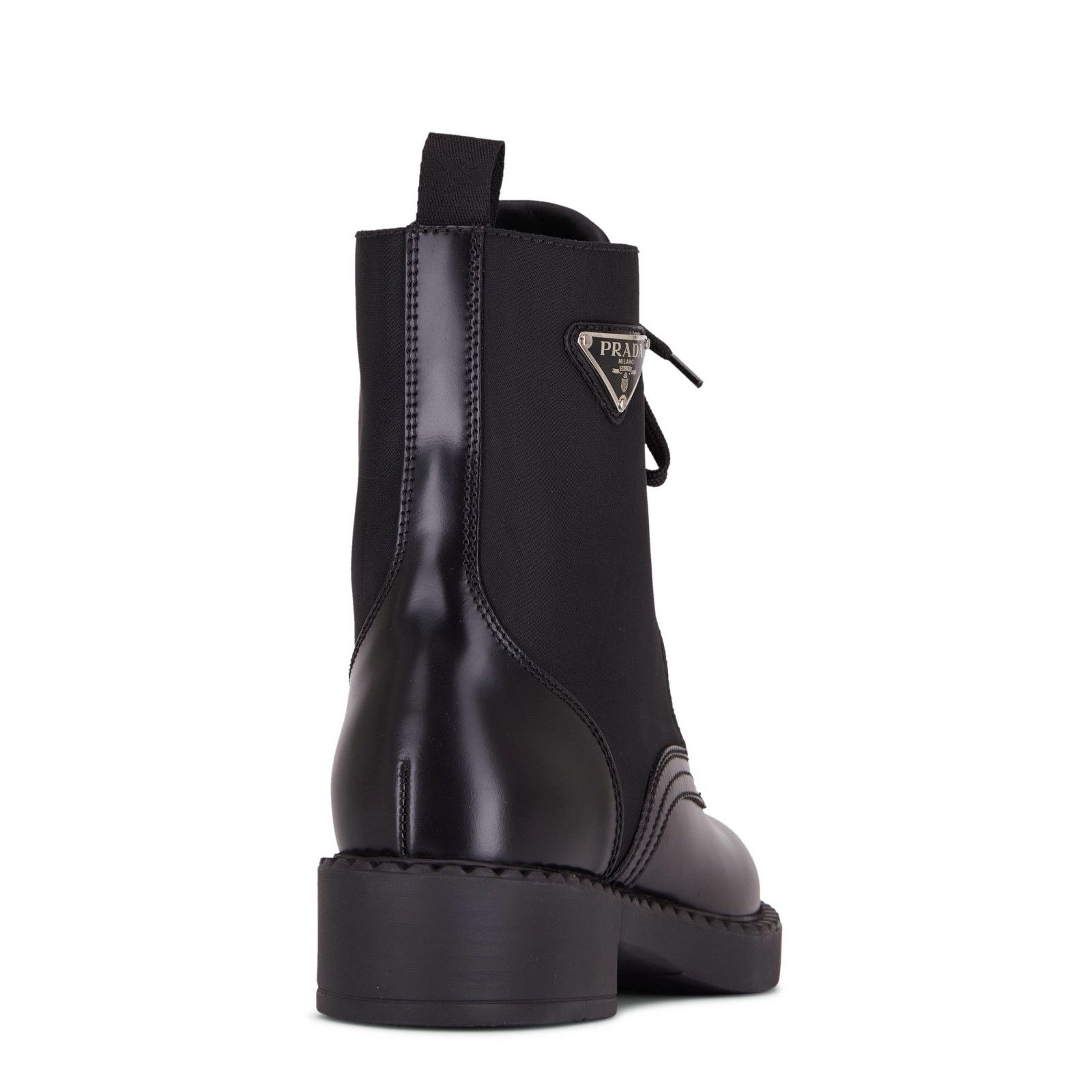 Prada Prada Black Brushed Leather Lace Up Combat Ankle Boot 36.5 Size US 6.5 / IT 36.5 - 14 Thumbnail
