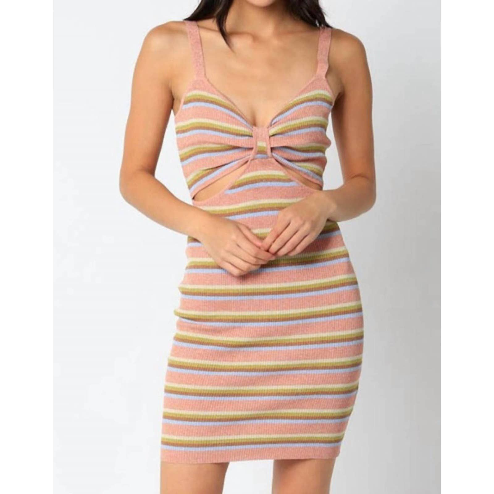 Designer Olivaceous Striped Mini Dress In Pink Grailed 8366