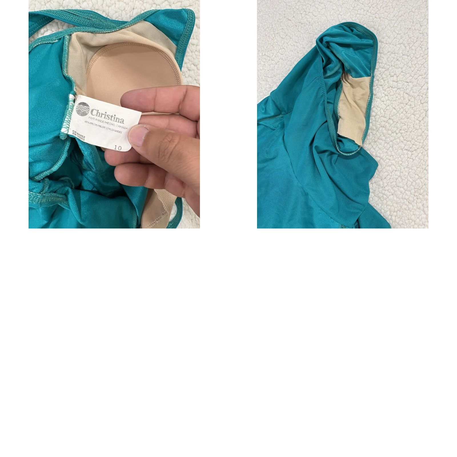 Vintage VINTAGE Christina One Piece Swimsuit Modest Swim Dress Wrap Teal Gold Button 10 Size L / US 10 / IT 46 - 8 Thumbnail