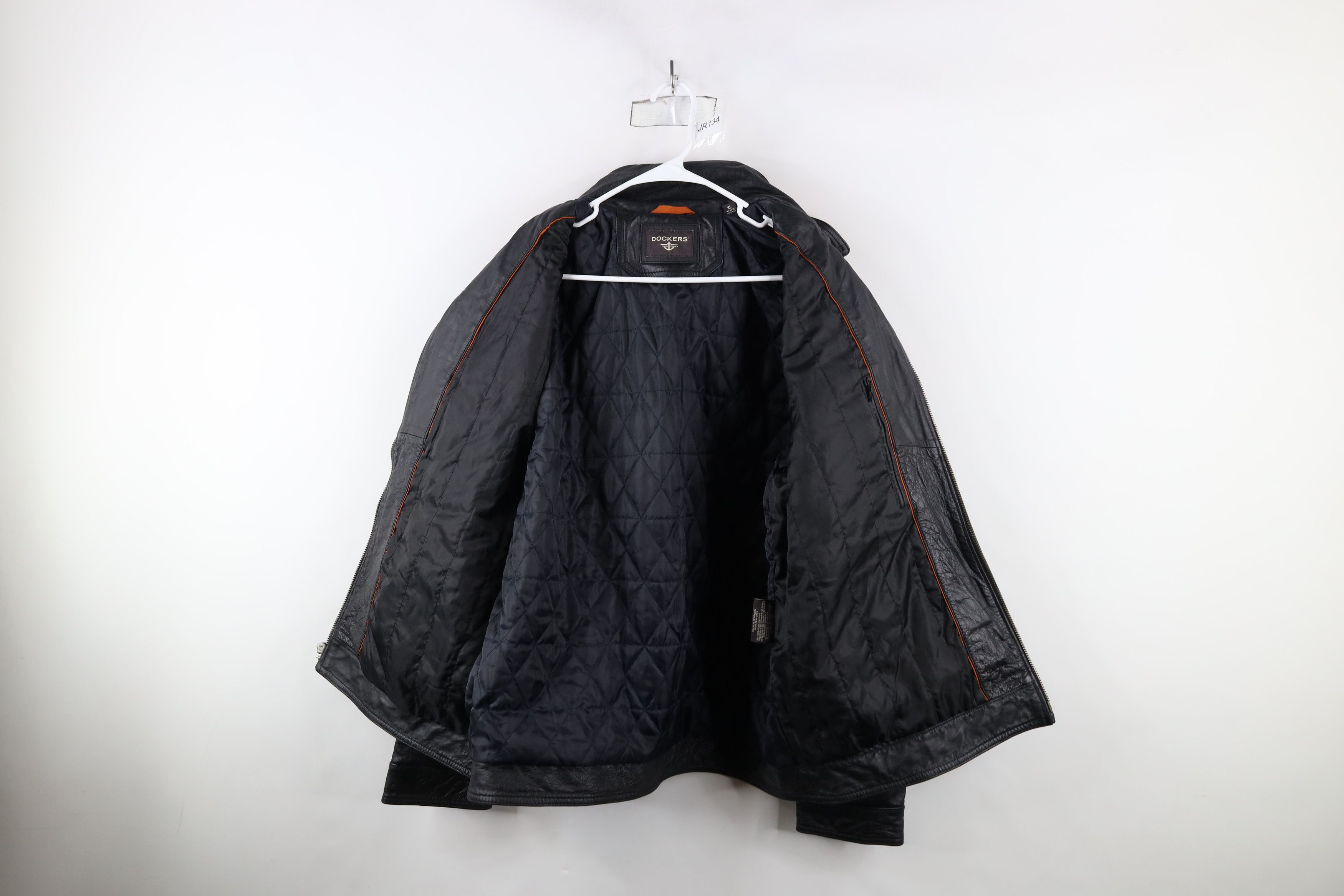 Dockers × Vintage Vintage Dockers Leather Quilted Full Zip Bomber Jacket Black Size US XL / EU 56 / 4 - 9 Thumbnail