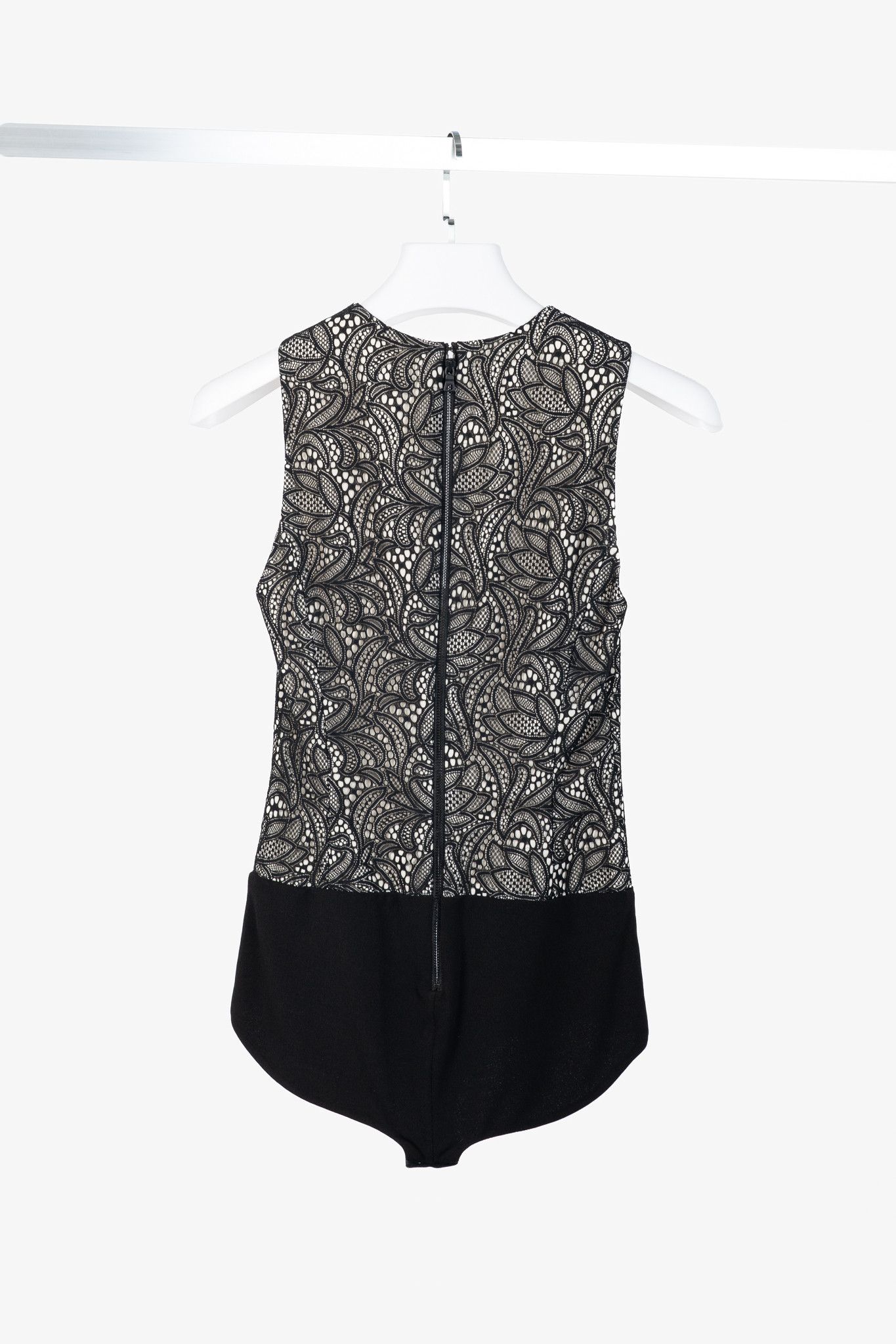 Alice + Olivia Alice + Olivia Zooey Black Seamed Lace Bodysuit Size XS / US 0-2 / IT 36-38 - 2 Thumbnail