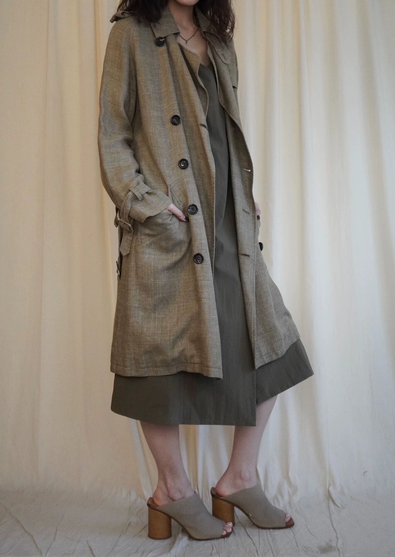 A.P.C. A.P.C. 1990s Silk Linen Trench Coat M Size M / US 6-8 / IT 42-44 - 3 Thumbnail