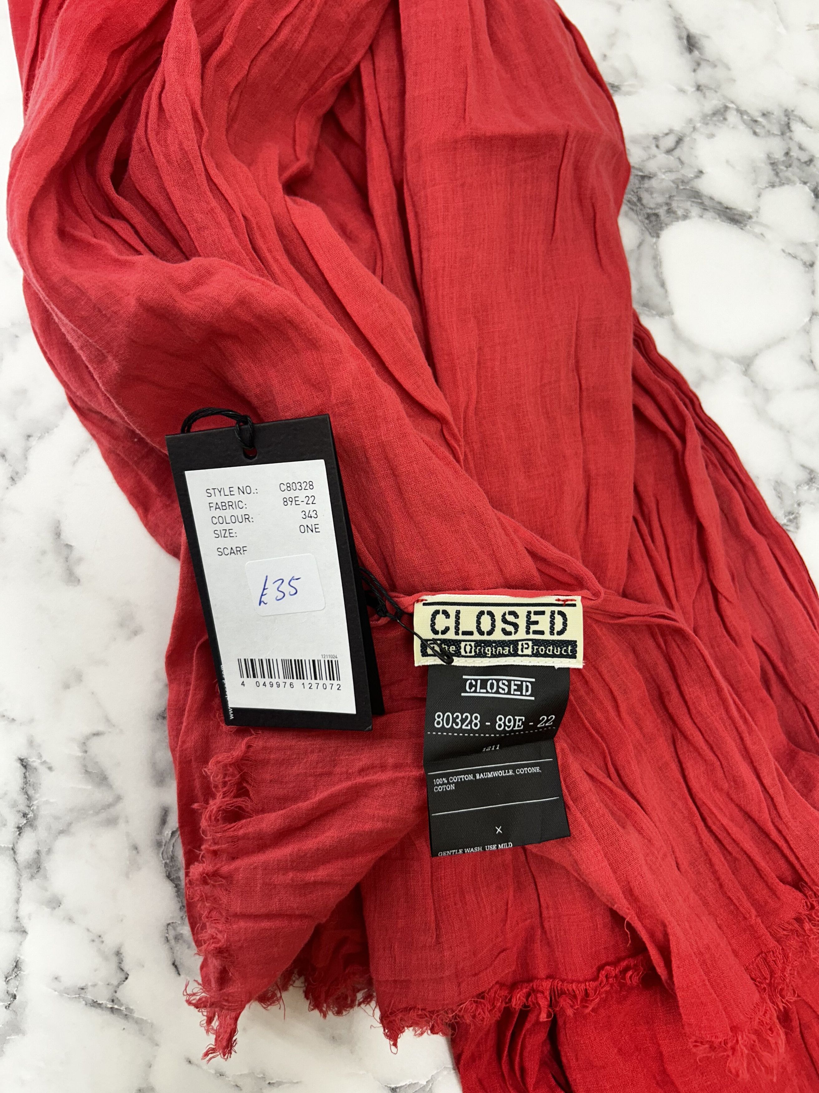 CLOSED Closed Red Overdye Check Scarf Size ONE SIZE - 3 Thumbnail