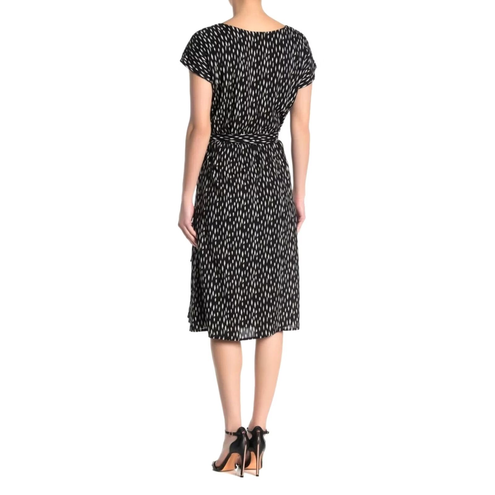 Velvet Velvet by Graham & Spencer Dress Womens Short Sleeve V-Neck Knee Length Wrap Black Small Size 28" / US 6 / IT 42 - 2 Thumbnail