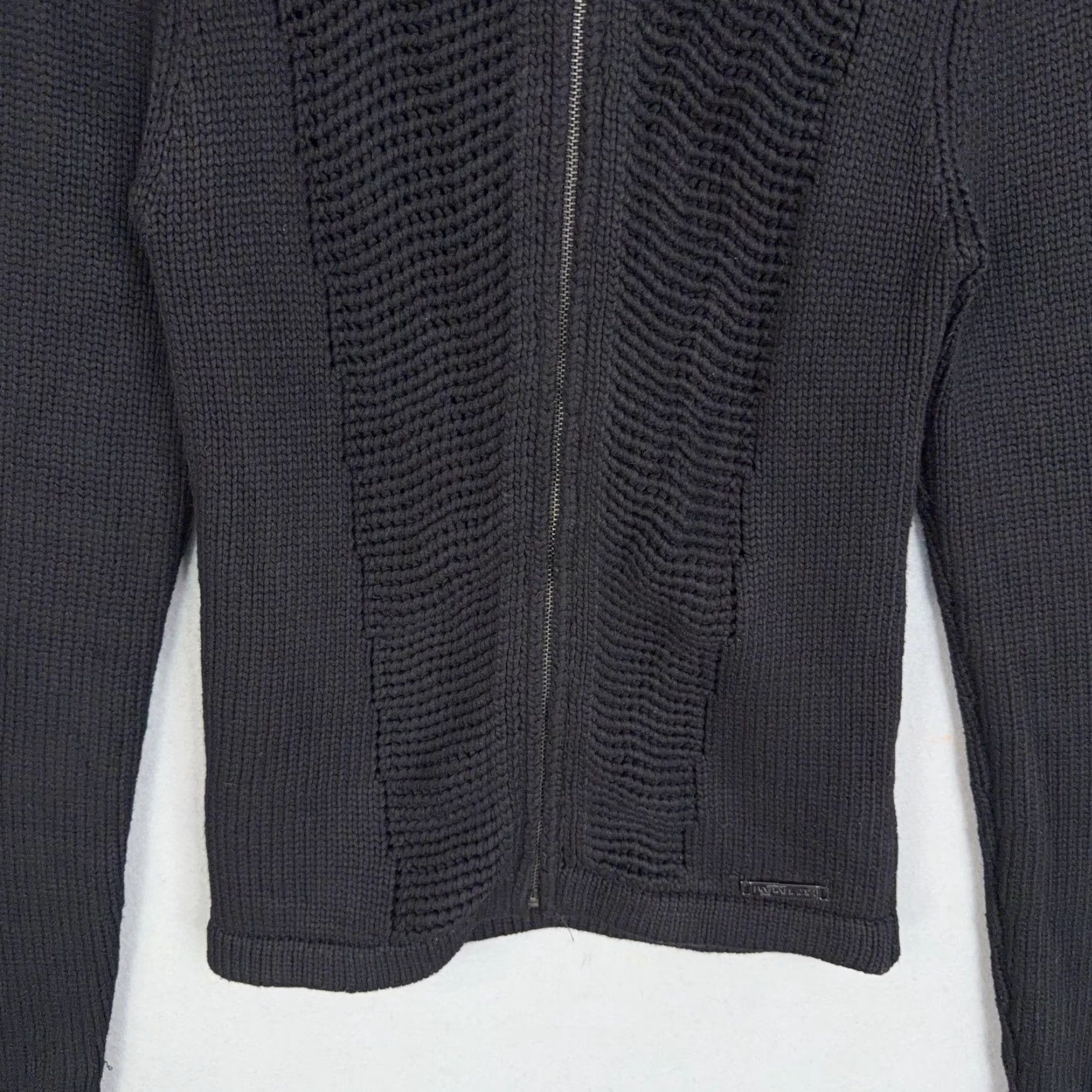 Parasuco Parasuco Sweater Womens Small Black Cardigan Urban Minimal Streetwear Casual Y2K 90s Hip Hop Full Zip Mock Neck Knit Heavyweight Zipper Size S / US 4 / IT 40 - 4 Thumbnail