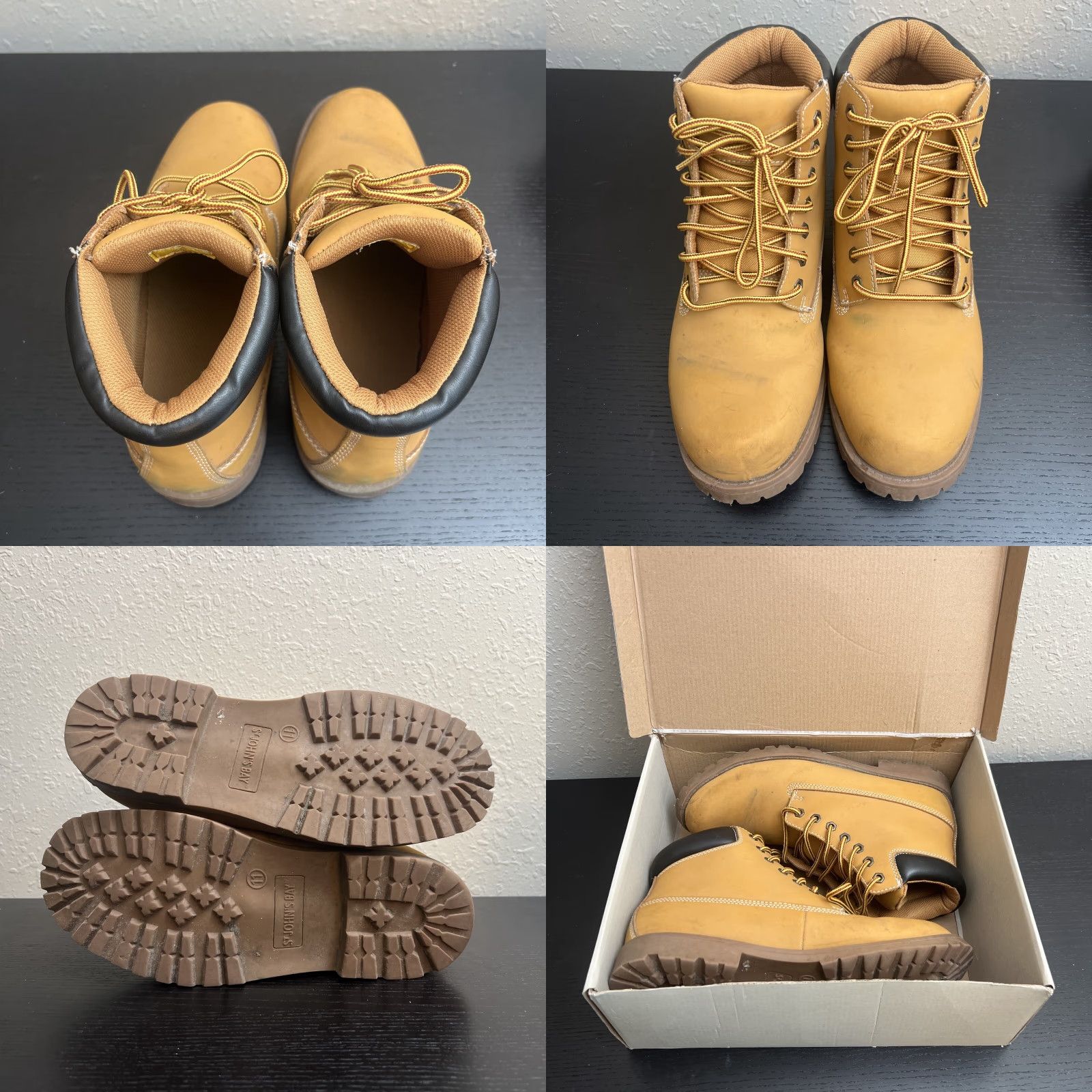 Vintage VINTAGE? Wait item not vintage. So: Men’s Wheat St. John’s Bay Leather Upper Boots Size 11M Boots Mens Wheat Leather Upper Box Included Size US 11 / EU 44 - 8 Thumbnail