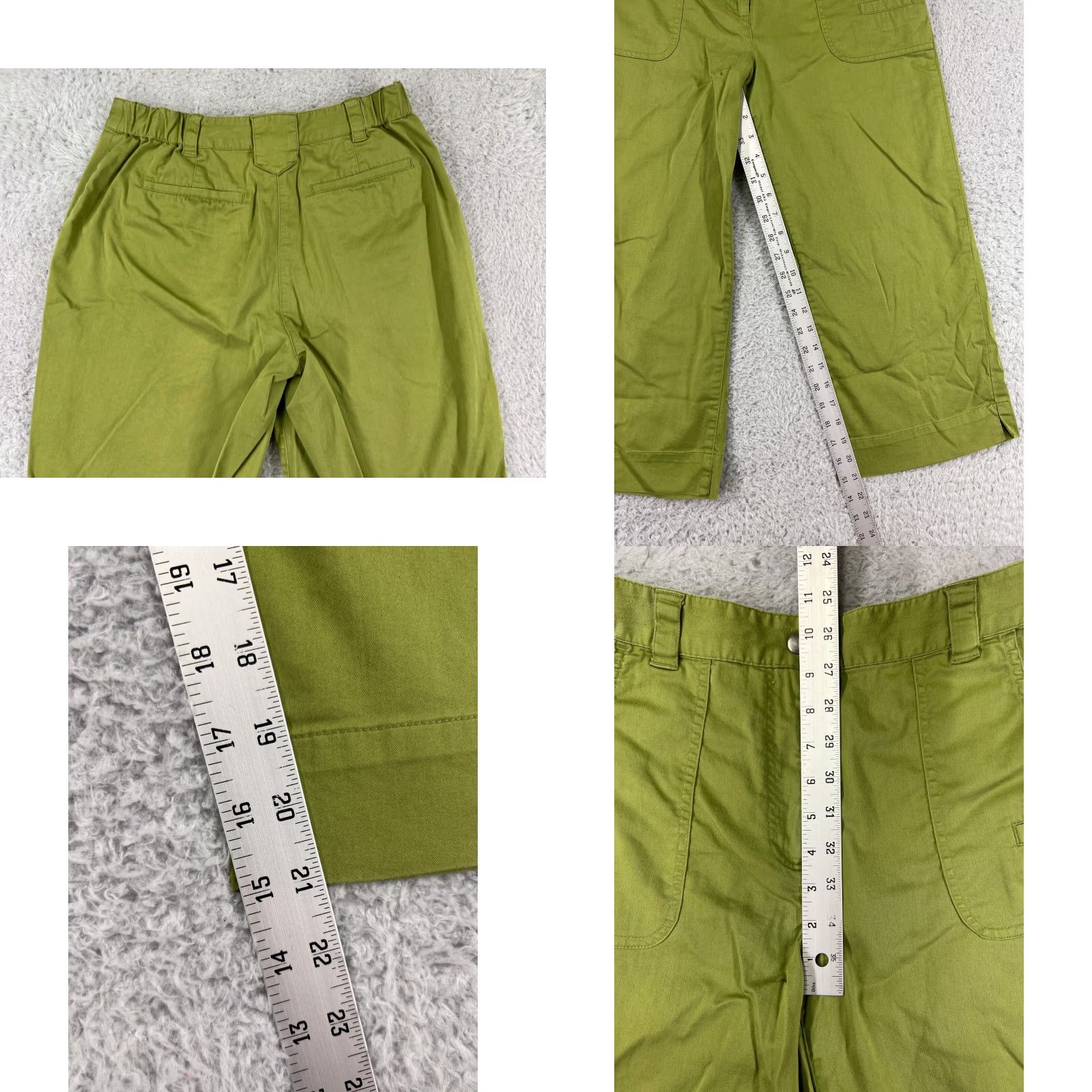 Vintage Chico's Green Cotton Blend Capri Pants Women's Size 1 Pockets Stretch Casual Summer Size 25" / US 0 / IT 36 - 8 Thumbnail