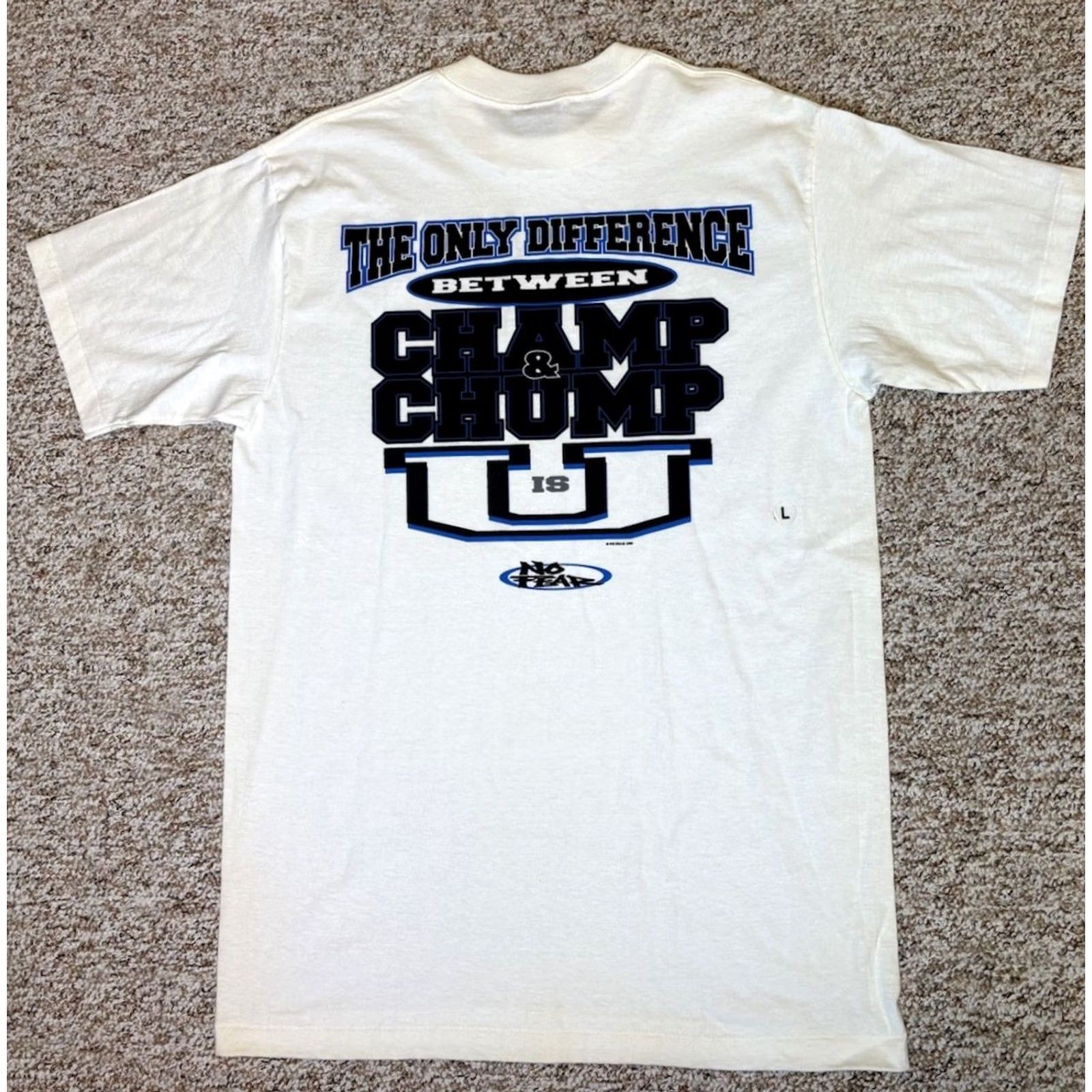 No Fear VINTAGE No Fear Champ & Chump Shirt Mens T-Shirt White 90s large NWT with tags, short sleeve Size US L / EU 52-54 / 3 - 4 Thumbnail