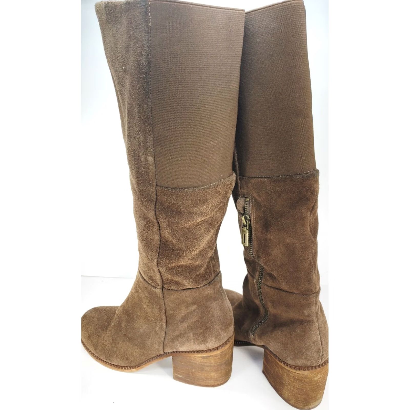Splendid VINTAGE Splendid Kassie Boots Brown Suede Tall Knee Zip Womens 8.5M Size US 9 / IT 39 - 6 Thumbnail