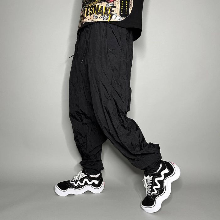 Nike Vintage Nike Track Pants Jet Black Nylon Joggers Swoosh 90s | Grailed