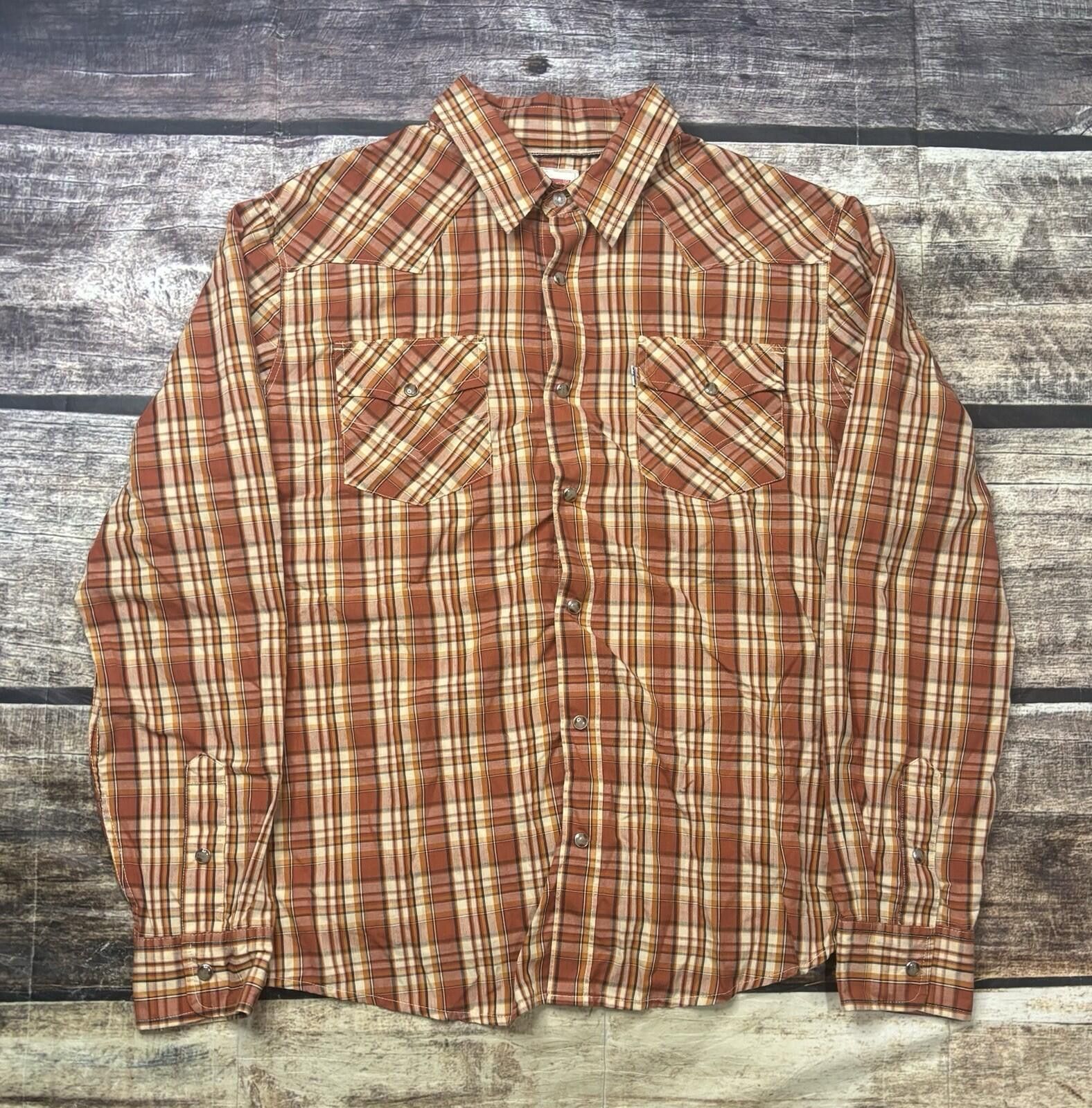 Levi's Levis Shirt Mens Medium Pearl Snap Button Check Plaid Size US M / EU 48-50 / 2 - 1 Thumbnail