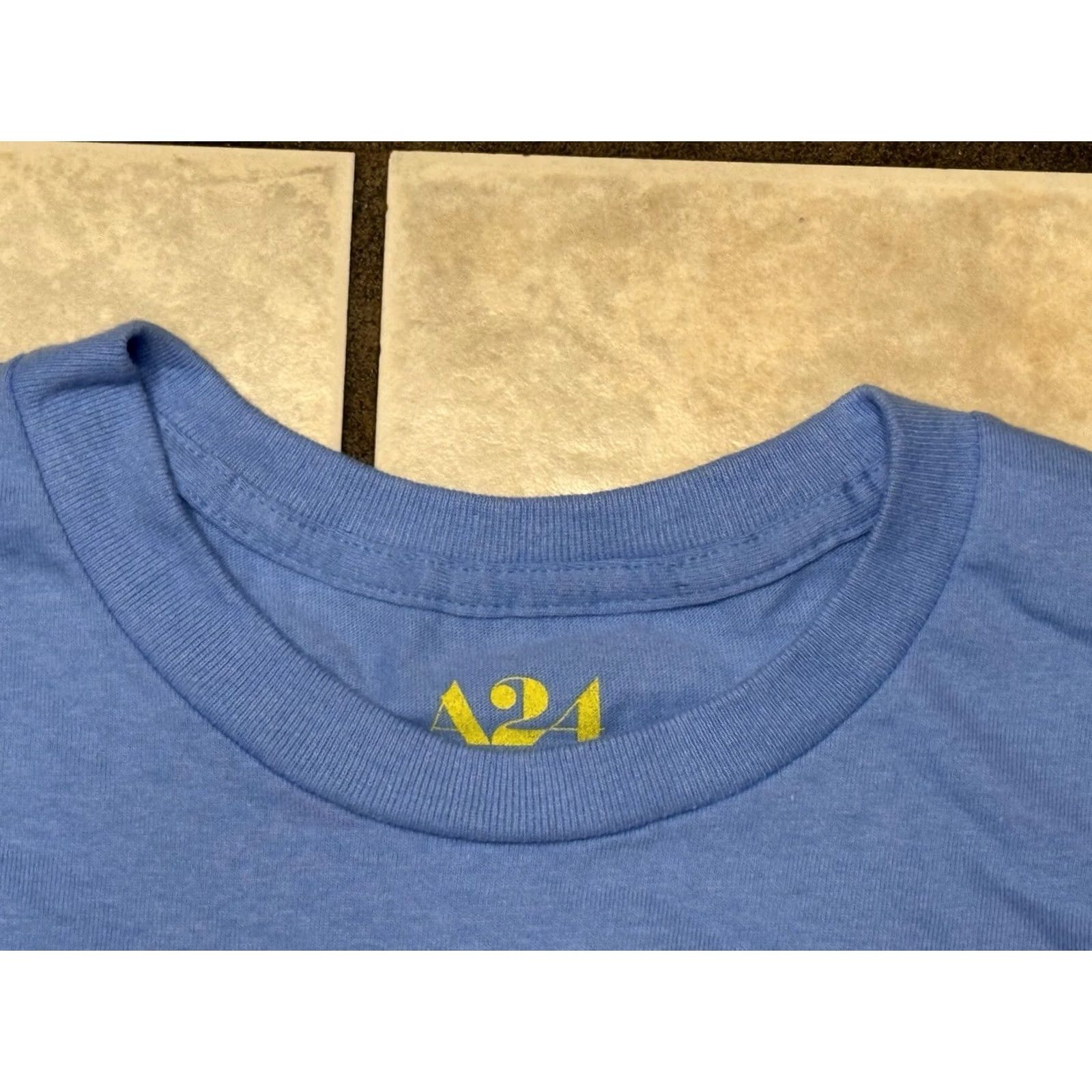 Online Ceramics A24 Problemista Promo Shirt XL Men Short Sleeve Crew Neck Cotton Blue Graphic Print Limited Edition 2020s Movie Comedy Art Hipster Size US XL / EU 56 / 4 - 4 Thumbnail