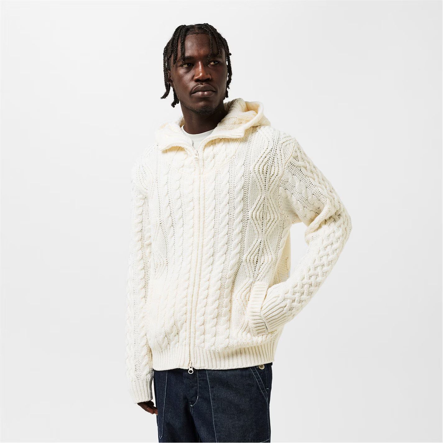 C.P. Company o1g2r1mq0426 Hooded Cardigan in Ivory Size US XL / EU 56 / 4 - 2 Thumbnail