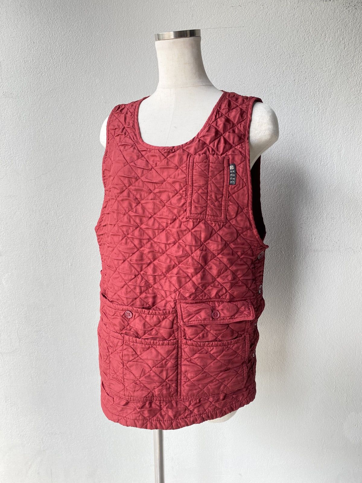 Designer × Japanese Brand Work pron Red Quilted Utility Vest Size M / US 6-8 / IT 42-44 - 4 Thumbnail